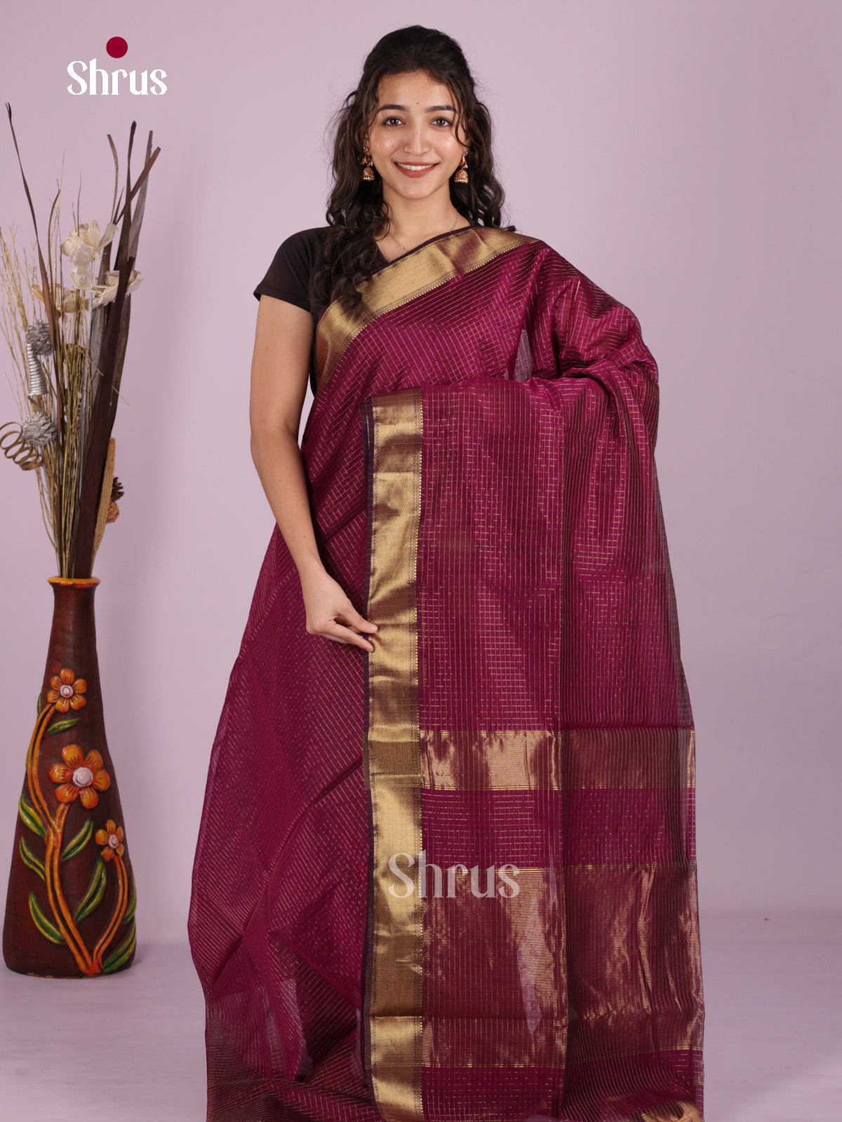 DLS06334 - Maheshwari silkcotton Saree - Shop on Shrus.com