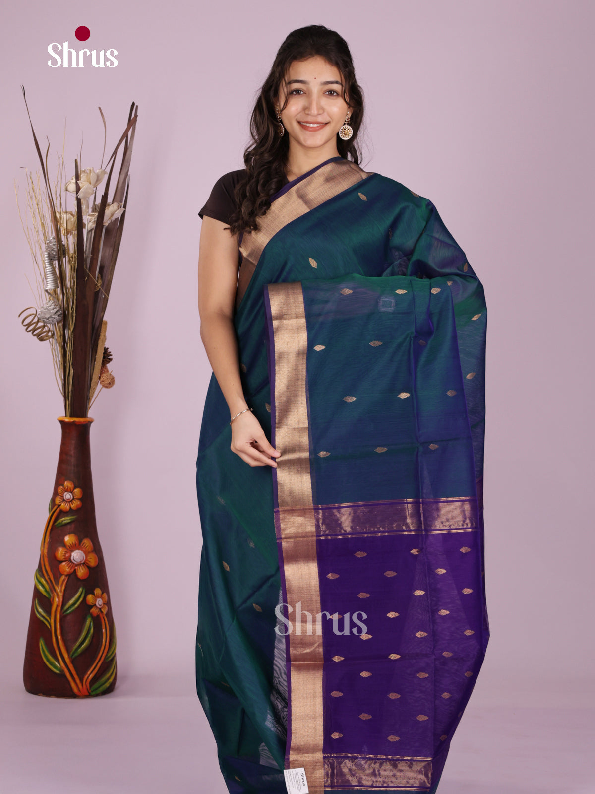 DLS06341 - Maheshwari silkcotton Saree - Shop on Shrus.com