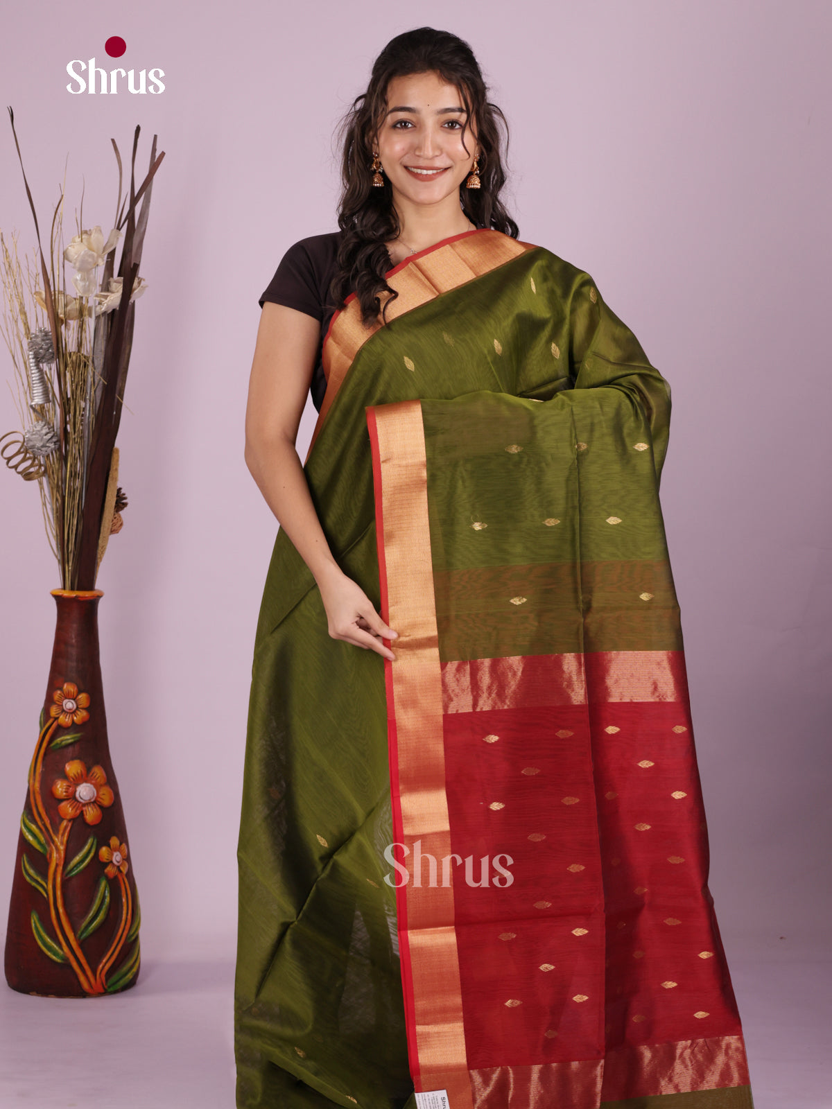DLS06342 - Maheshwari silkcotton Saree - Shop on Shrus.com