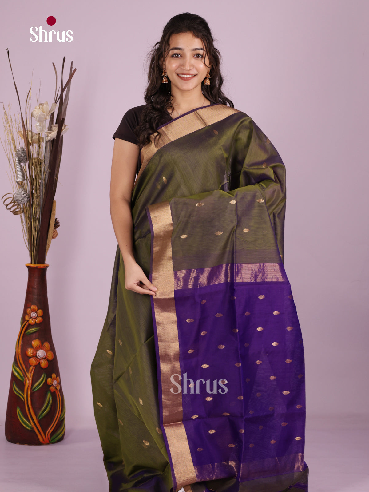 DLS06347 - Maheshwari silkcotton Saree - Shop on Shrus.com