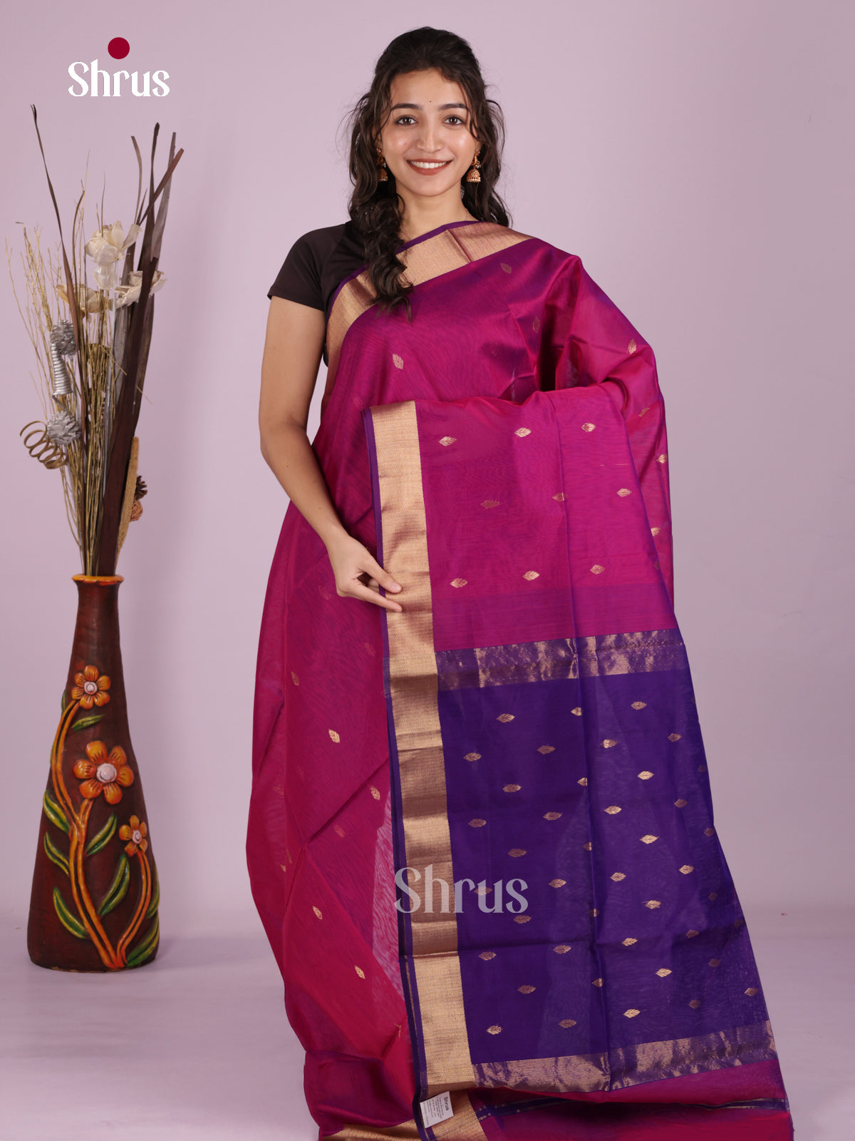 DLS06349 - Maheshwari silkcotton Saree - Shop on Shrus.com
