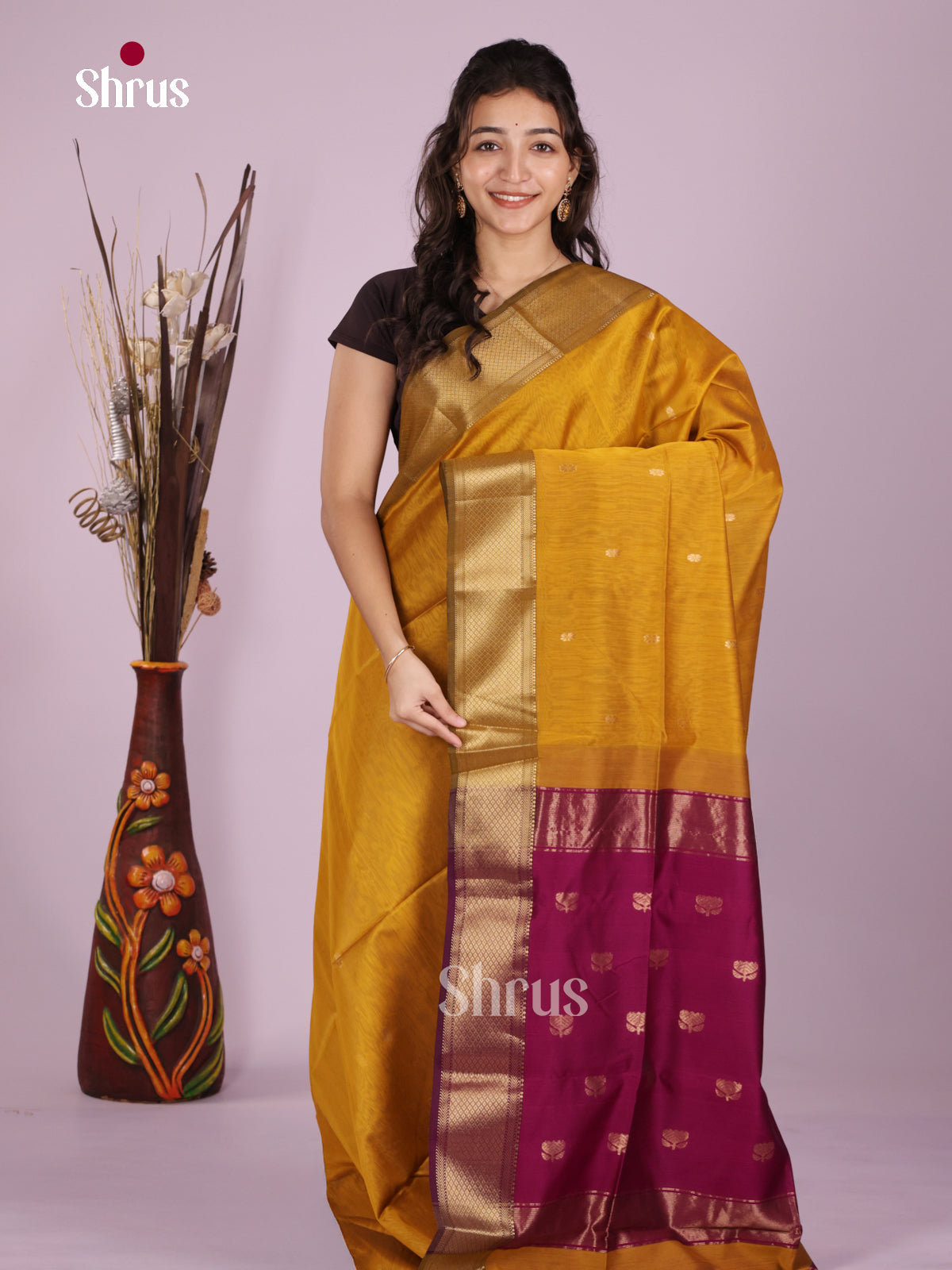 DLS06354 - Maheshwari silkcotton Saree - Shop on Shrus.com