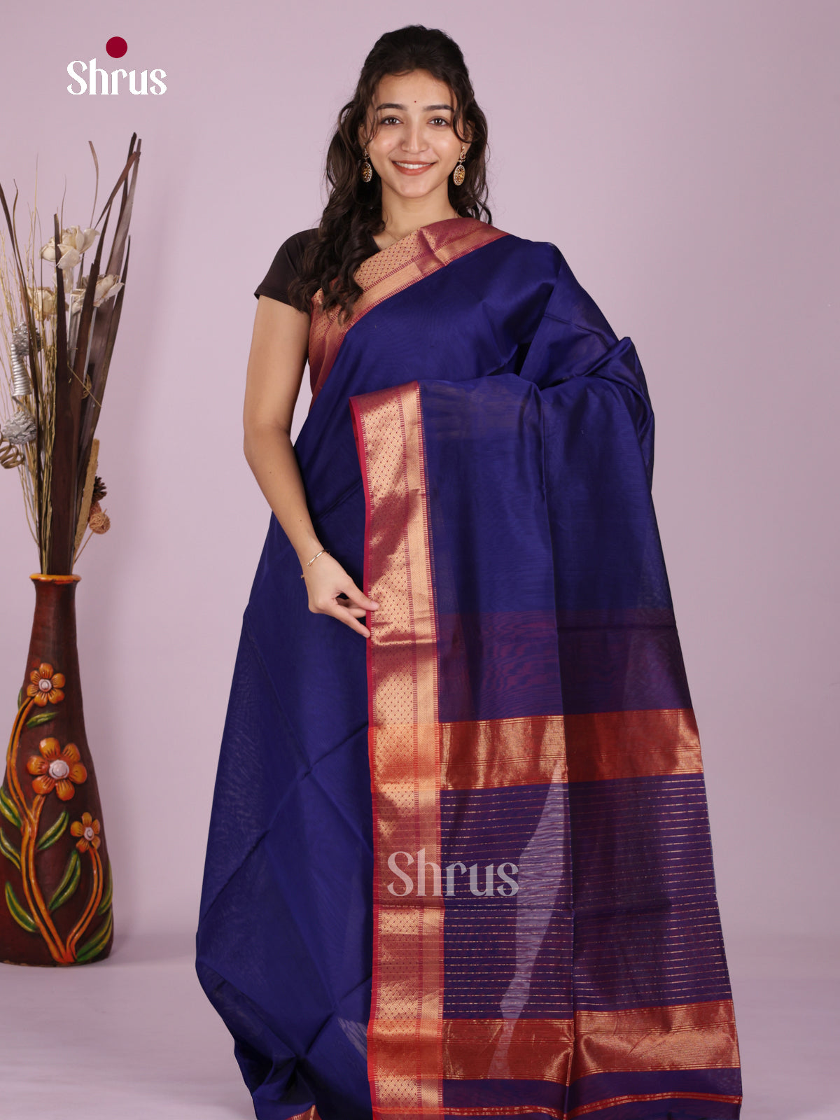 DLS06369 - Maheshwari silkcotton Saree - Shop on Shrus.com