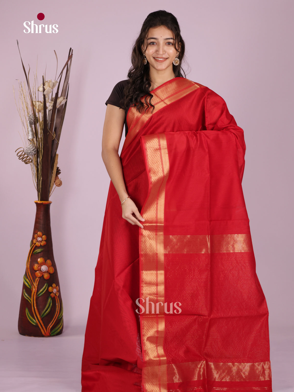 DLS06370 - Maheshwari silkcotton Saree - Shop on Shrus.com