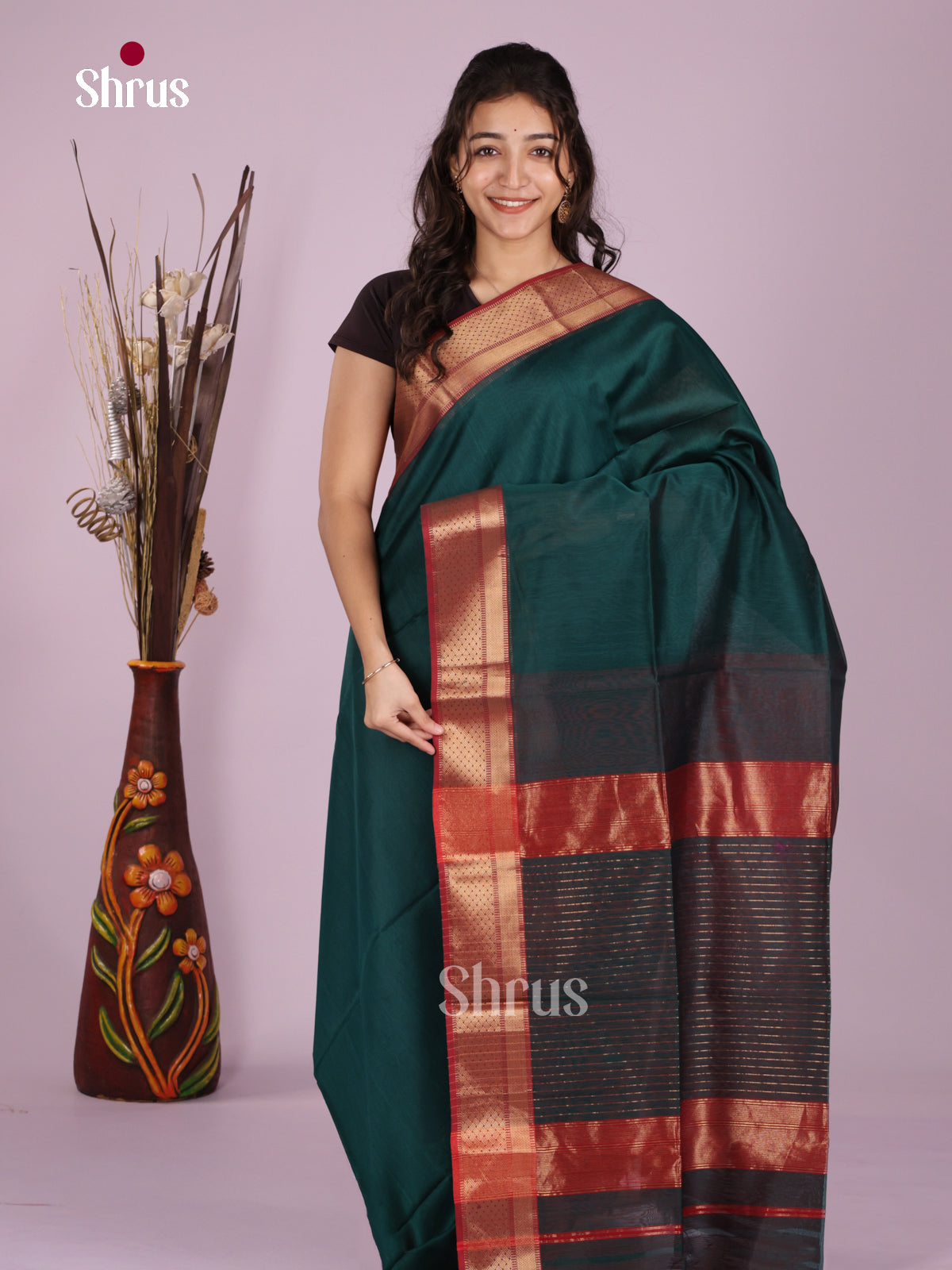 DLS06371 - Maheshwari silkcotton Saree - Shop on Shrus.com