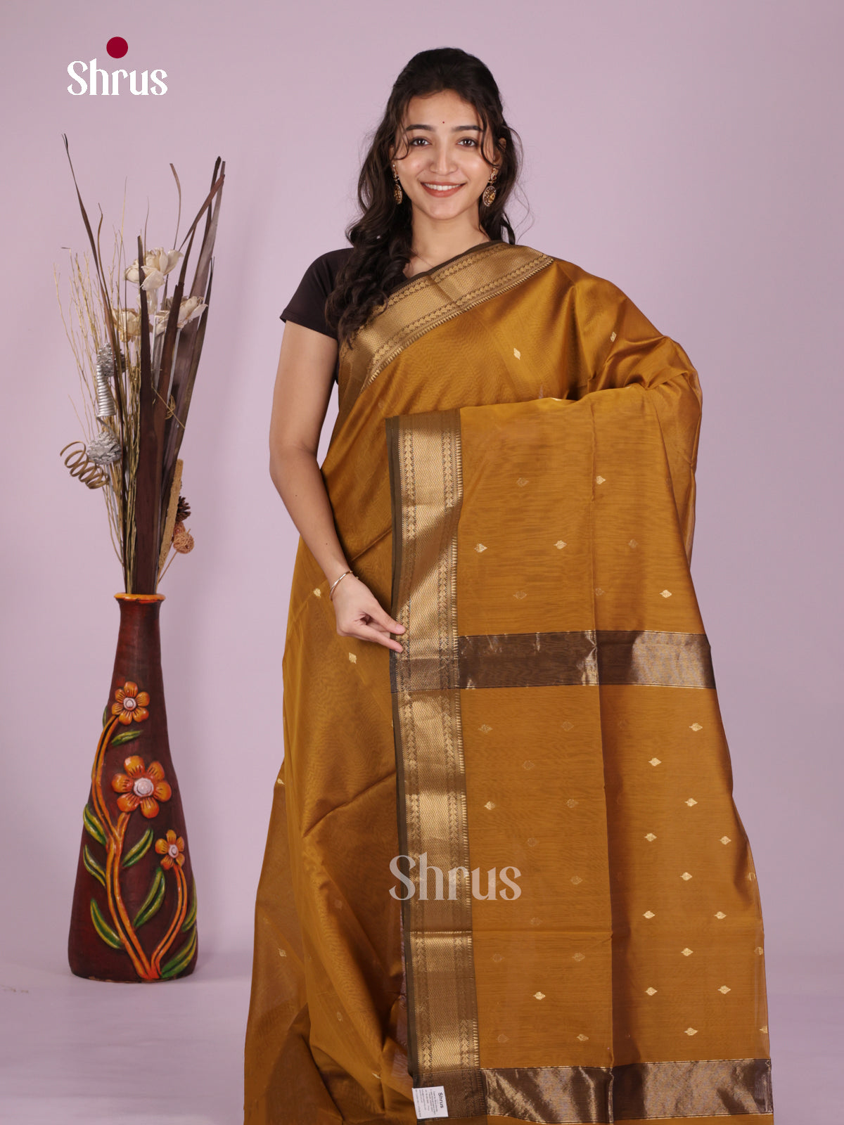 DLS06389 - Maheshwari silkcotton Saree - Shop on Shrus.com