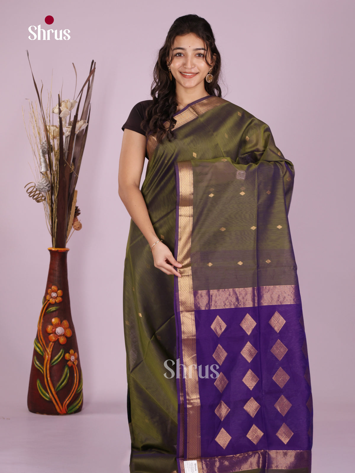 DLS06402 - Maheshwari silkcotton Saree - Shop on Shrus.com