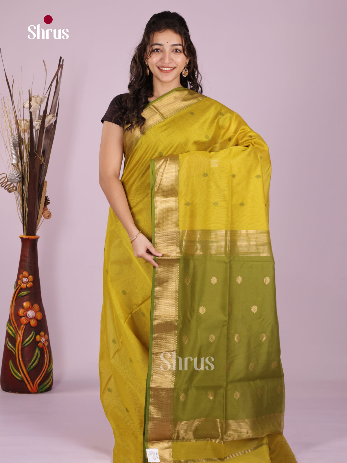 DLS06415 - Maheshwari silkcotton Saree - Shop on Shrus.com