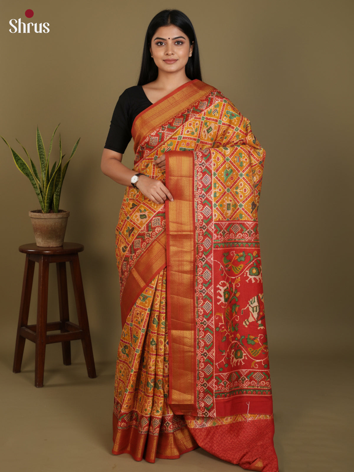 DLS08087 - Semi Patola Saree - Shop on Shrus.com
