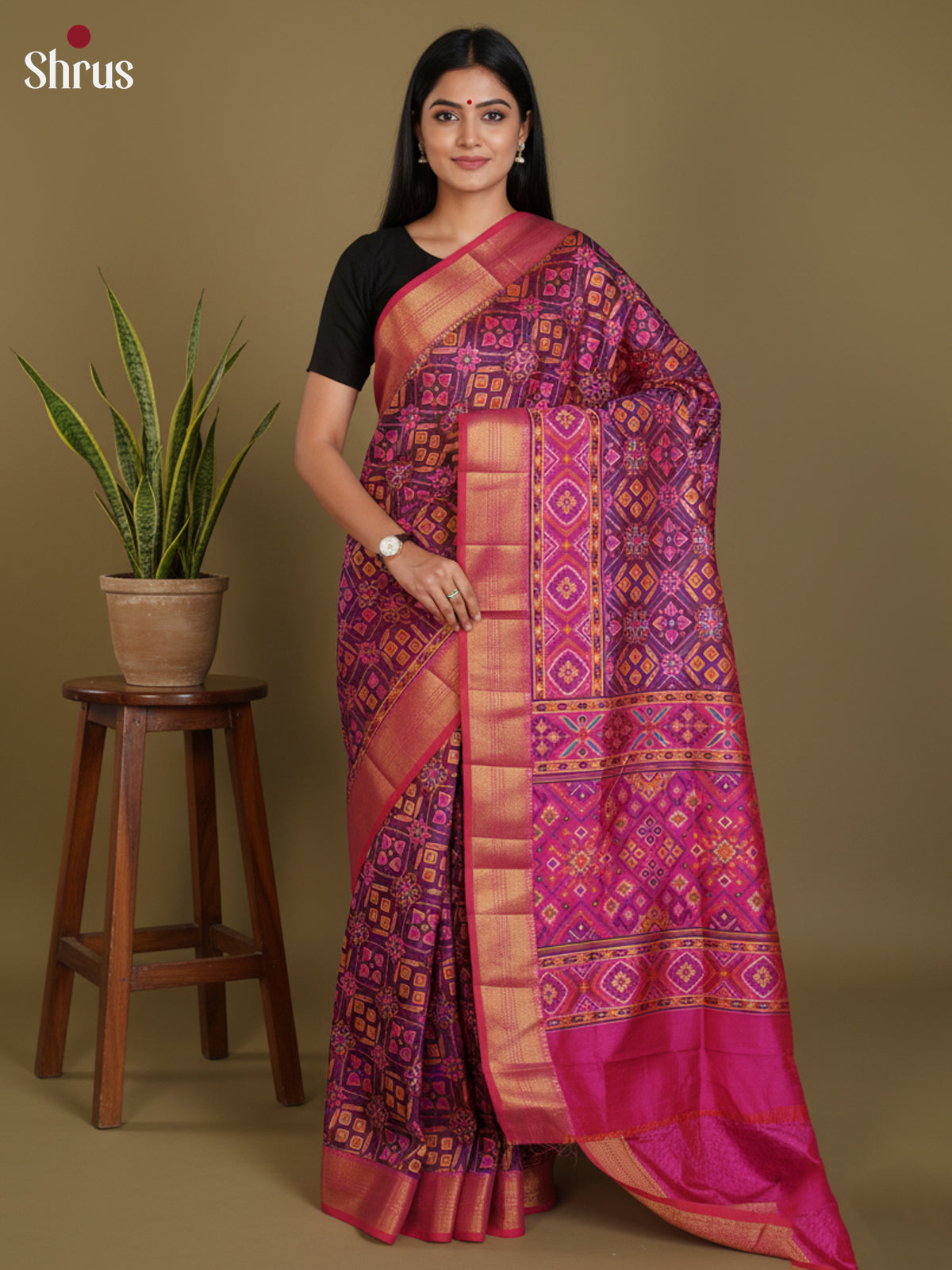 DLS08111 - Semi Patola Saree - Shop on Shrus.com