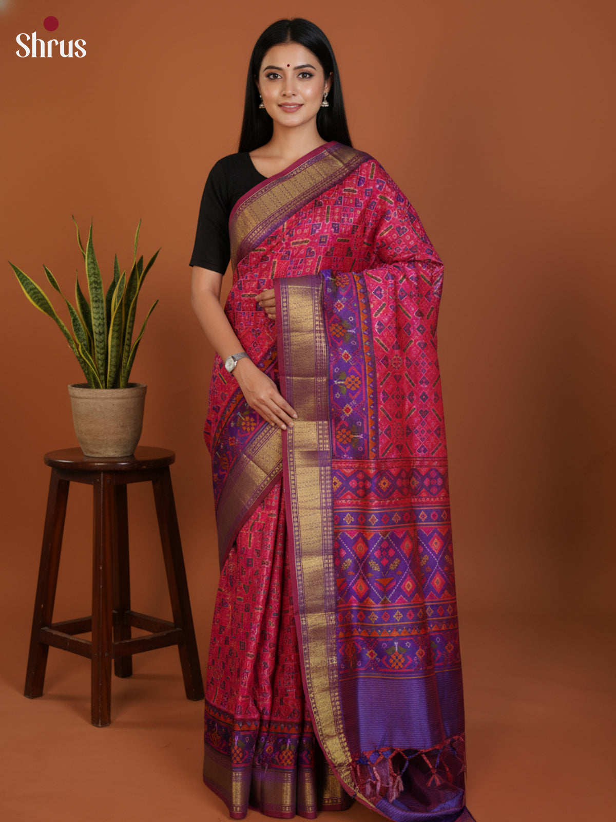 DLS08152 - Semi Patola Saree - Shop on Shrus.com