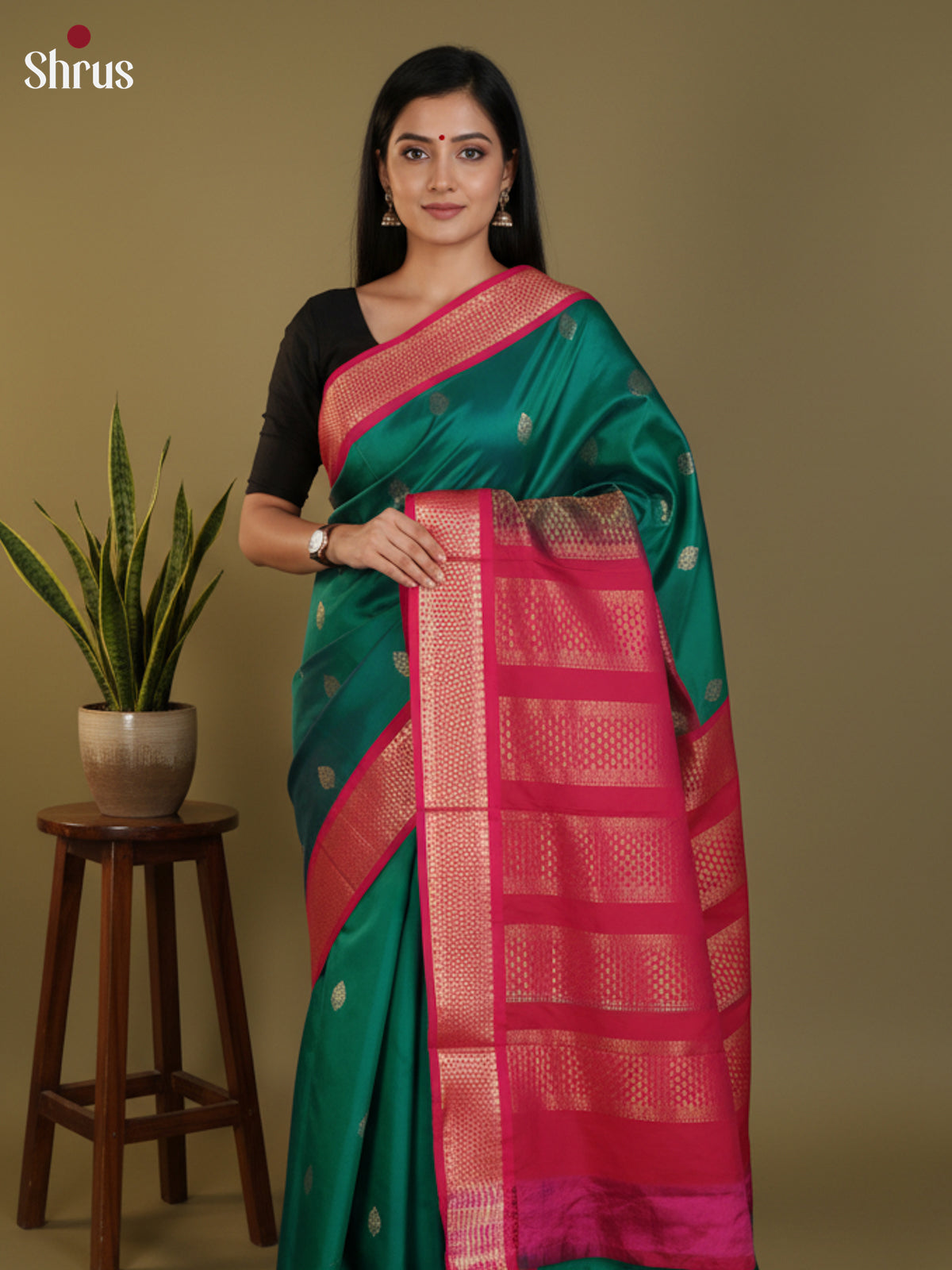 DLS09065 - Semi Kanchipuram Saree - Shop on Shrus.com