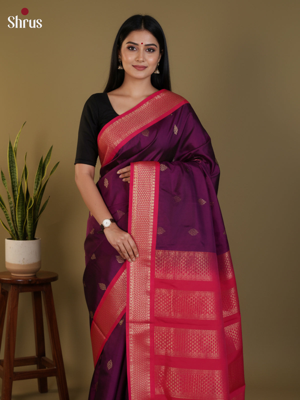 DLS09066 - Semi Kanchipuram Saree - Shop on Shrus.com