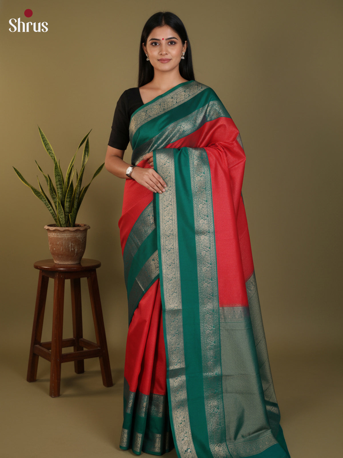 DLS09069 - Semi Kanchipuram Saree - Shop on Shrus.com