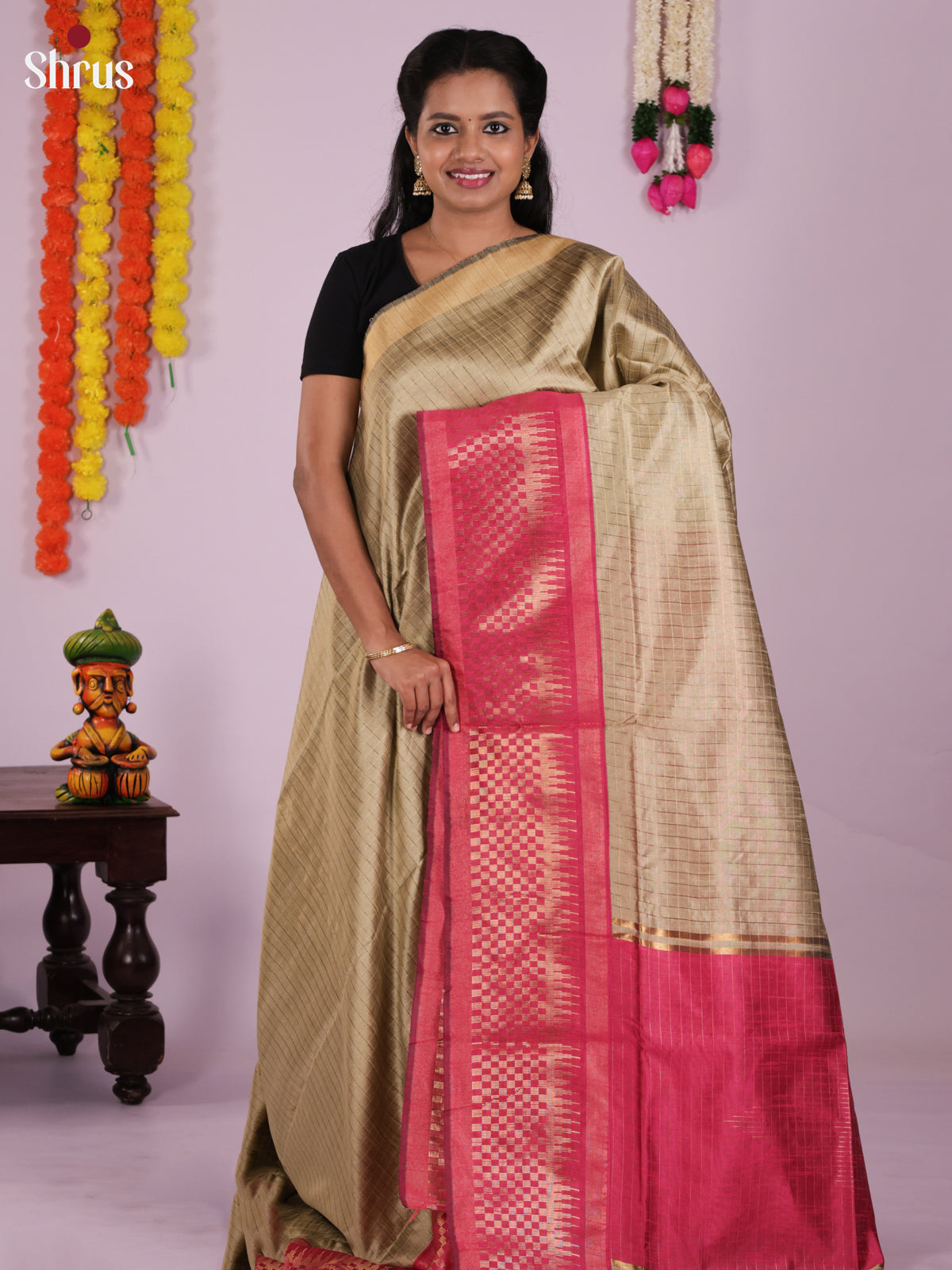 DLS11008 - Semi Rawsilk Saree - Shop on Shrus.com