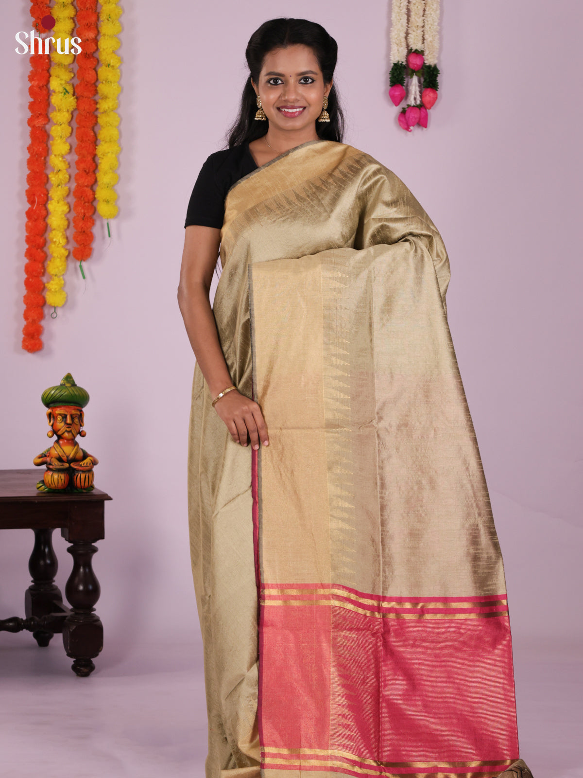 DLS11069 - Semi Rawsilk Saree - Shop on Shrus.com