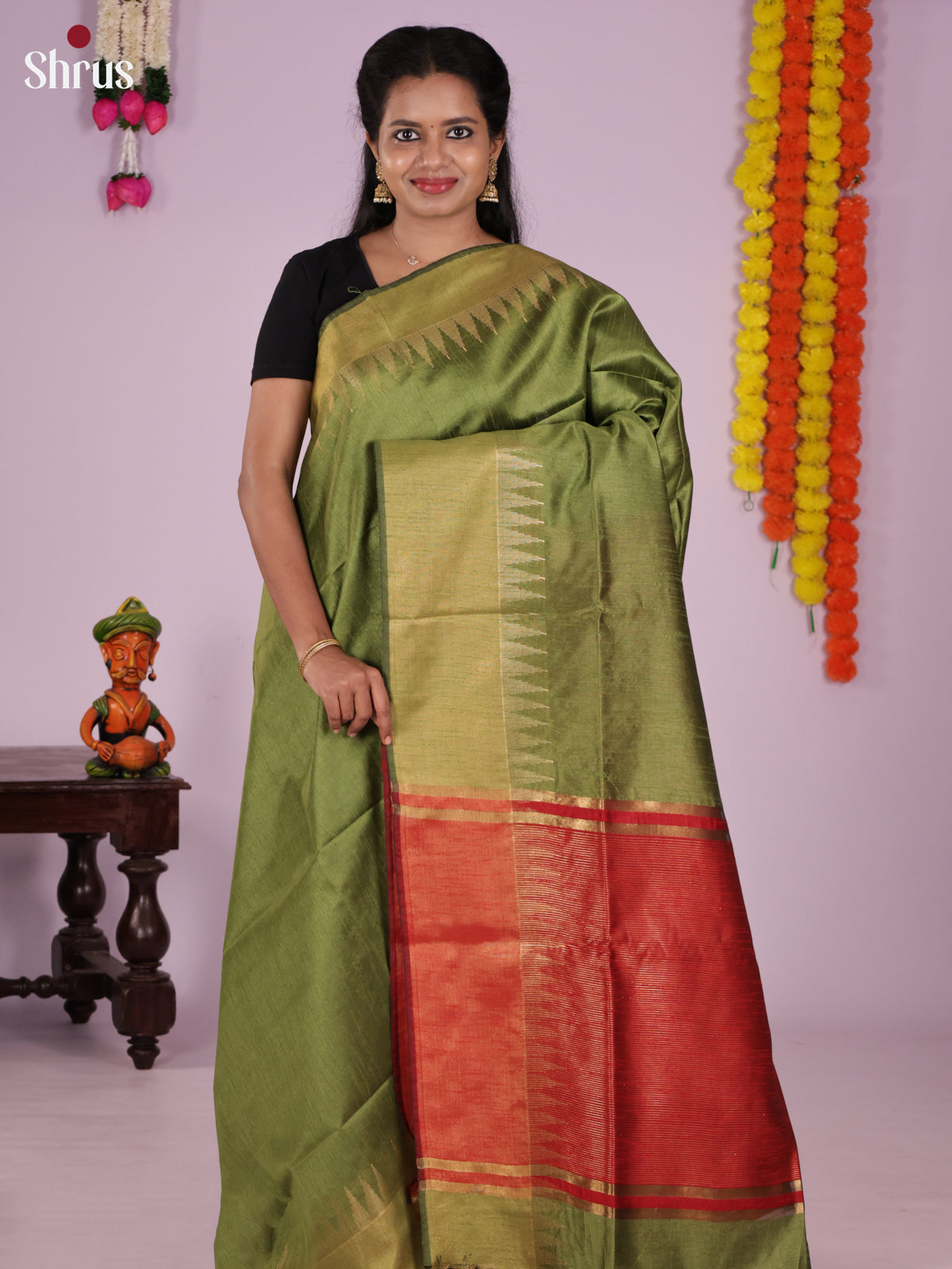 DLS11073 - Semi Rawsilk Saree - Shop on Shrus.com