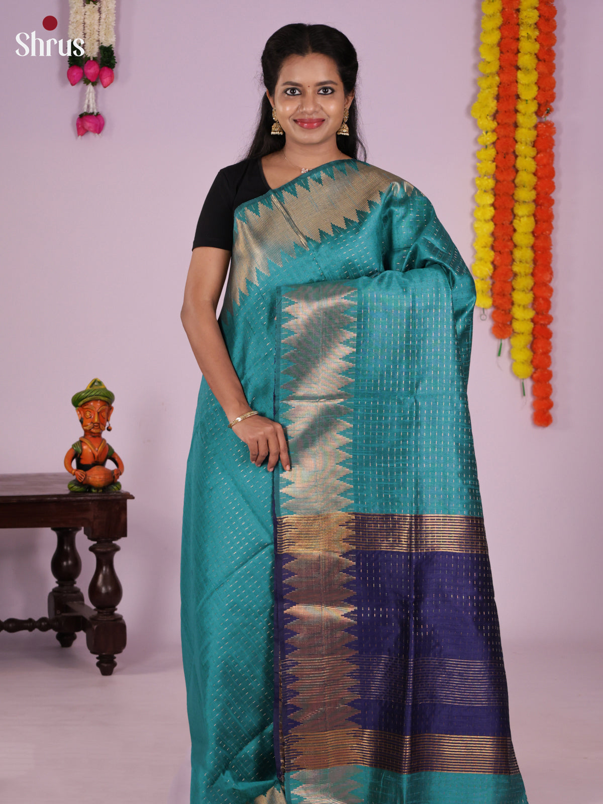 DLS11080 - Semi Rawsilk Saree - Shop on Shrus.com