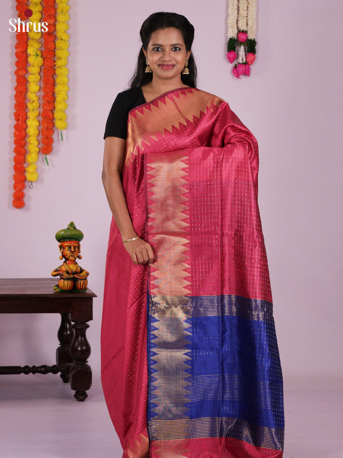 DLS11083 - Semi Rawsilk Saree - Shop on Shrus.com
