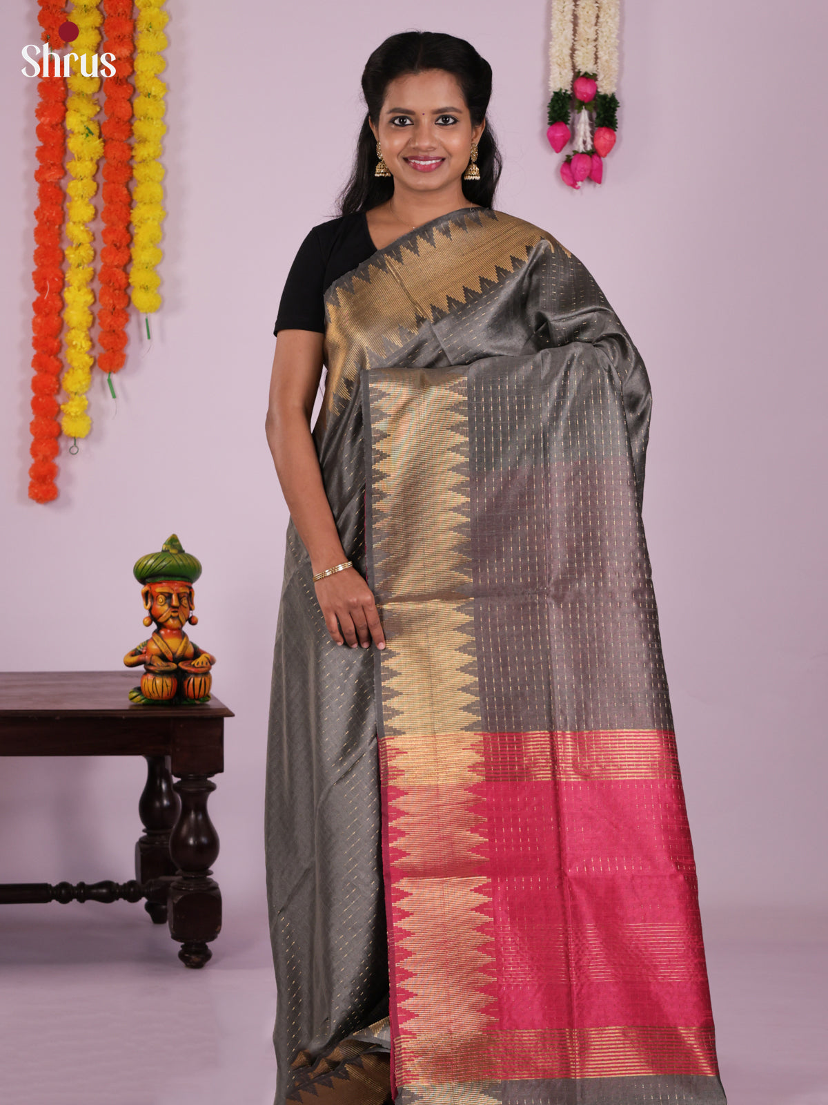 DLS11089 - Semi Rawsilk Saree - Shop on Shrus.com