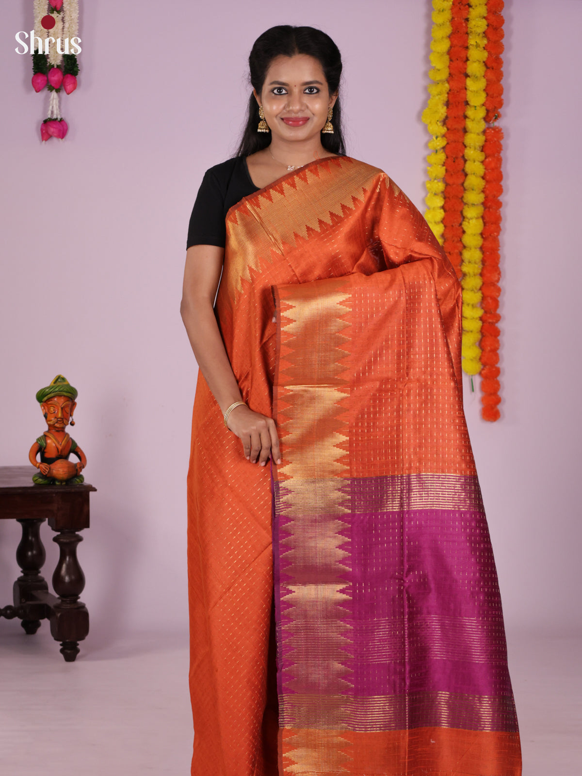DLS11091 - Semi Rawsilk Saree - Shop on Shrus.com