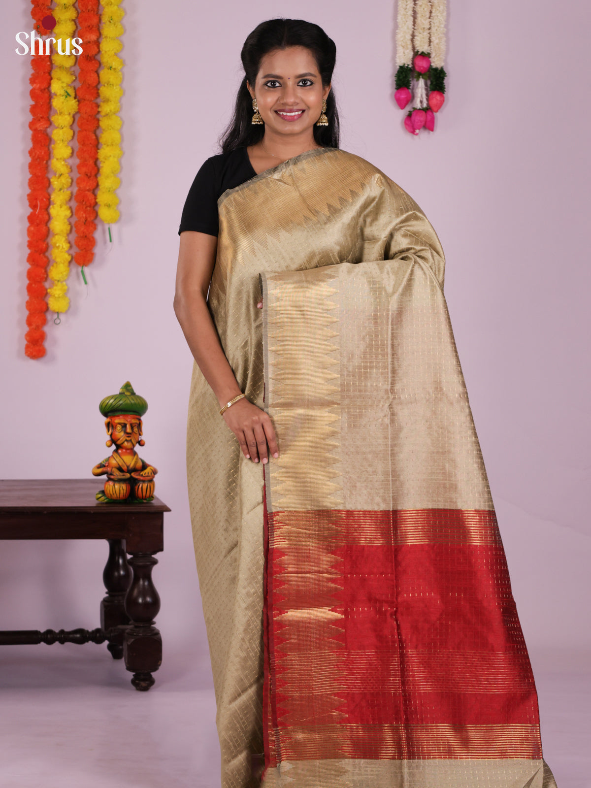 DLS11094 - Semi Rawsilk Saree - Shop on Shrus.com