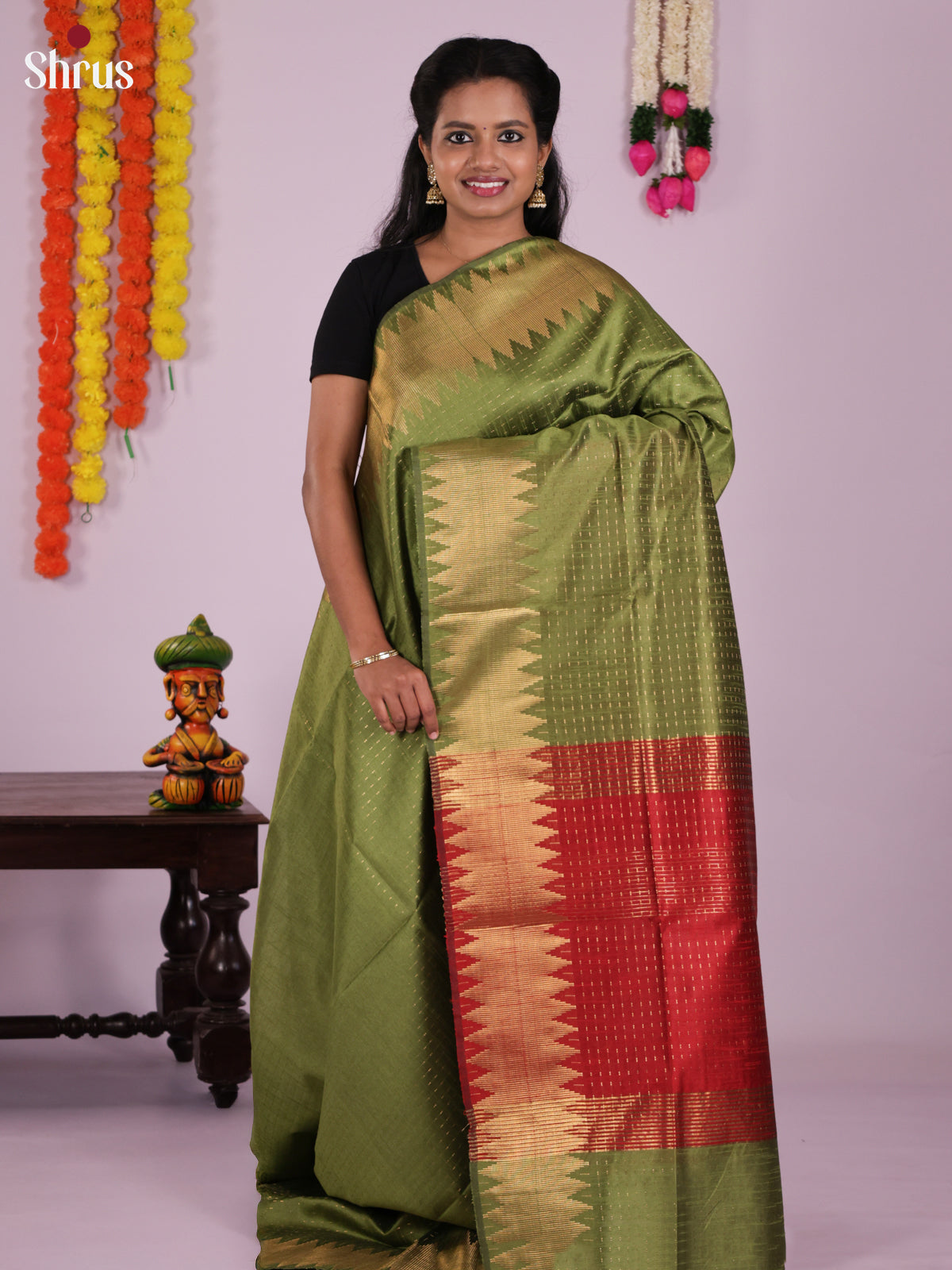 DLS11095 - Semi Rawsilk Saree - Shop on Shrus.com