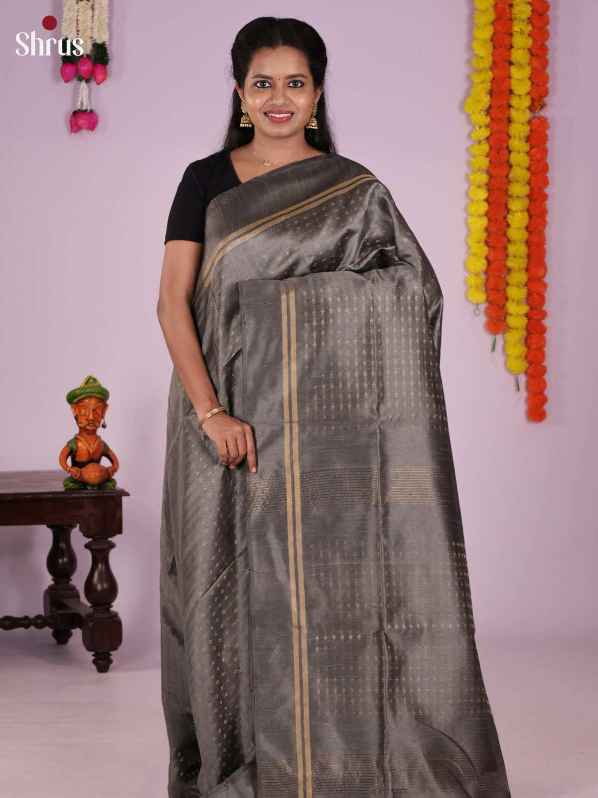 DLS11156 - Semi Rawsilk Saree - Shop on Shrus.com