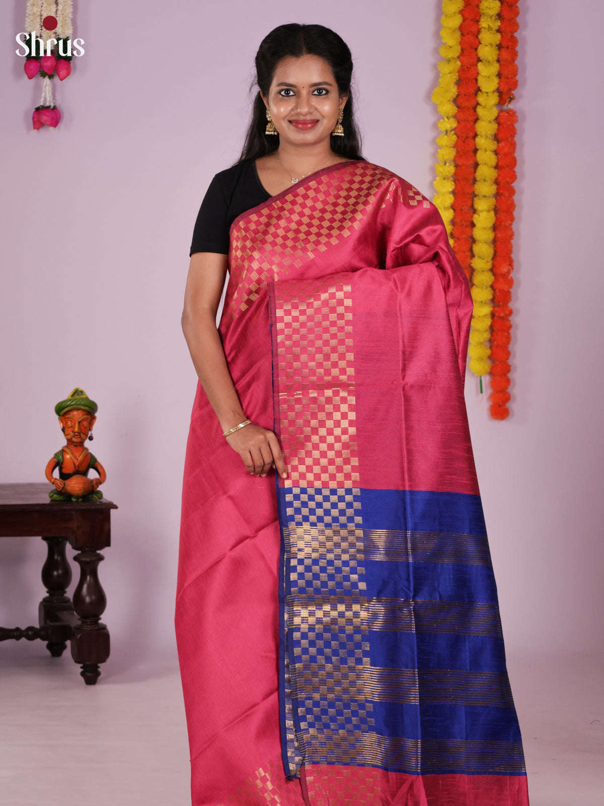 DLS11159 - Semi Rawsilk Saree - Shop on Shrus.com