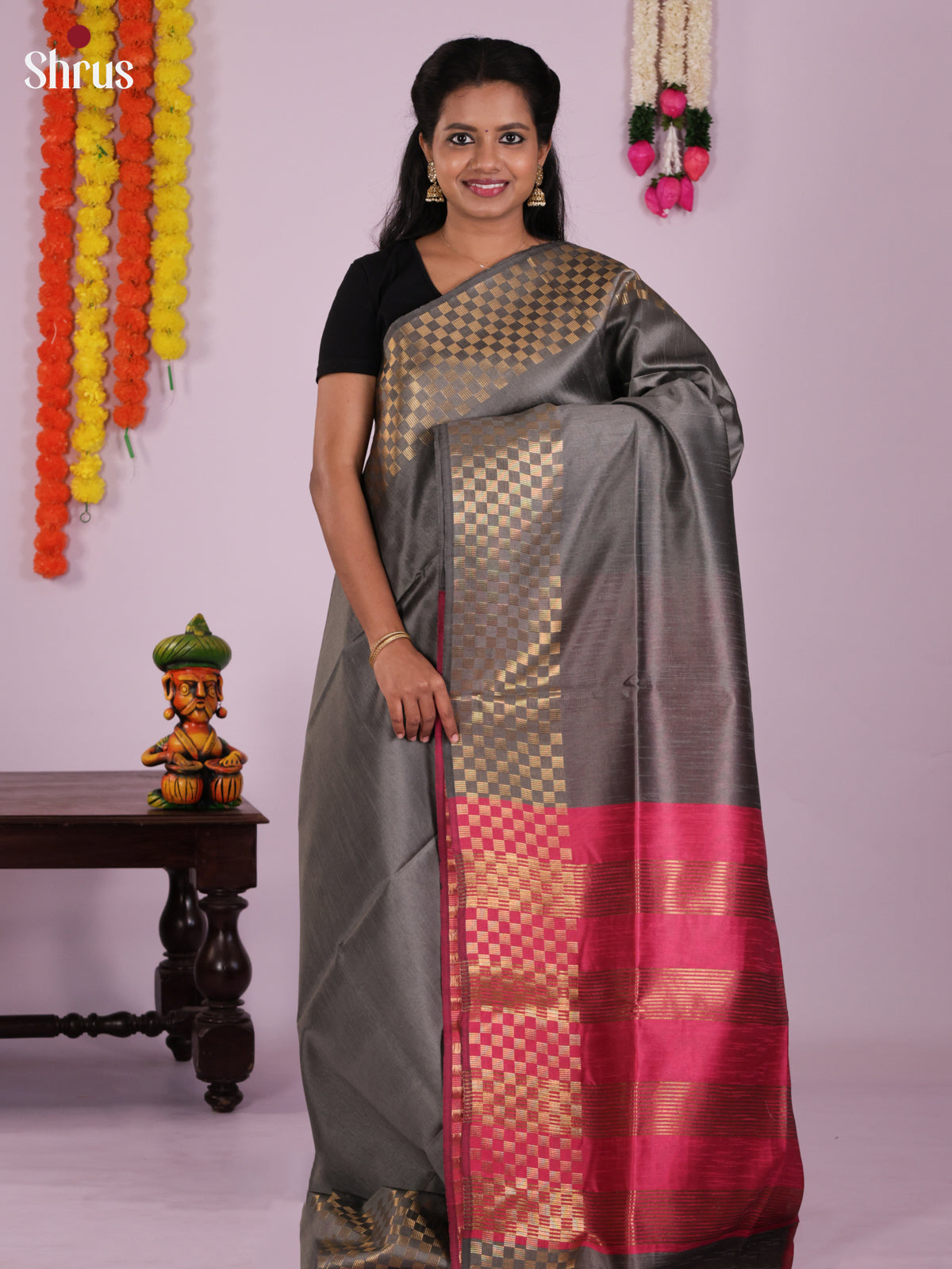 DLS11164 - Semi Rawsilk Saree - Shop on Shrus.com