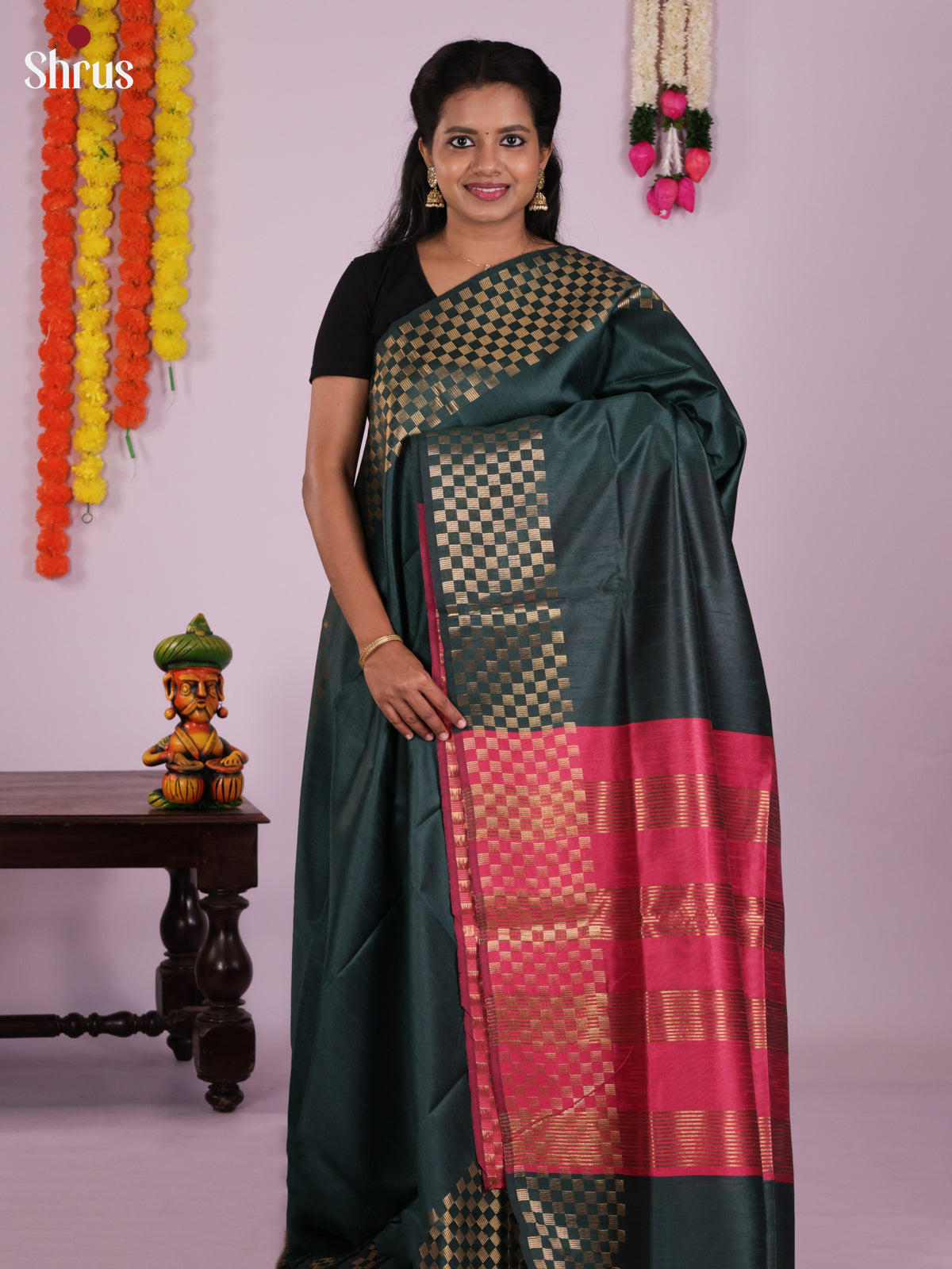 DLS11165 - Semi Rawsilk Saree - Shop on Shrus.com