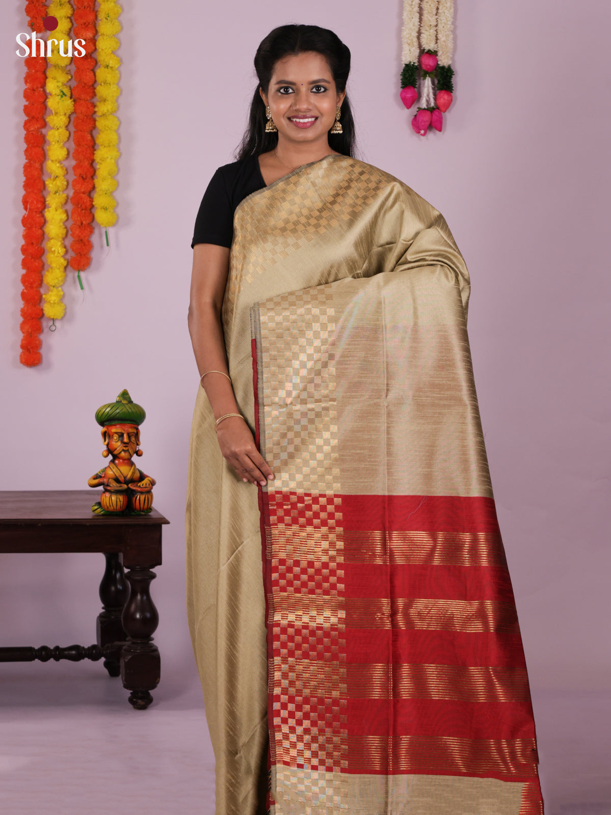 DLS11169 - Semi Rawsilk Saree - Shop on Shrus.com