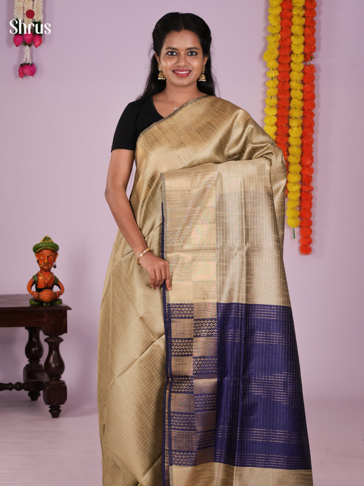 DLS11190 - Semi Rawsilk Saree - Shop on Shrus.com