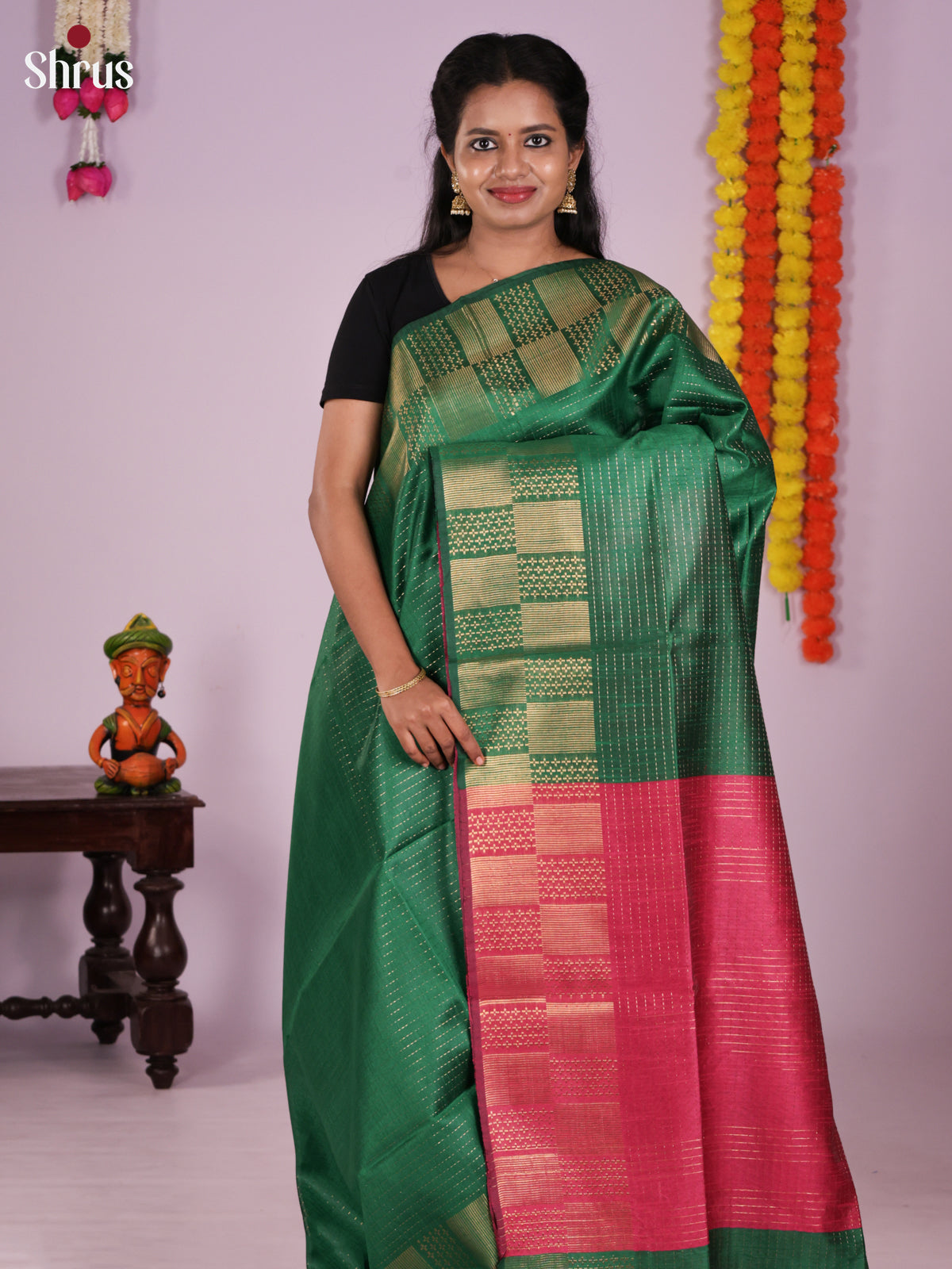 DLS11191 - Semi Rawsilk Saree - Shop on Shrus.com