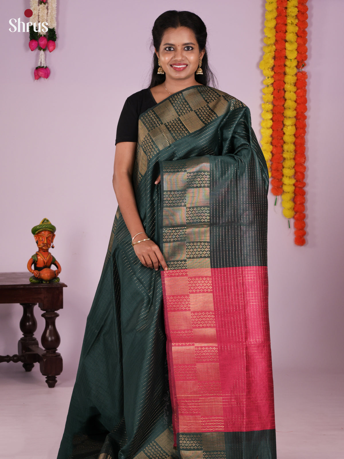 DLS11192 - Semi Rawsilk Saree - Shop on Shrus.com