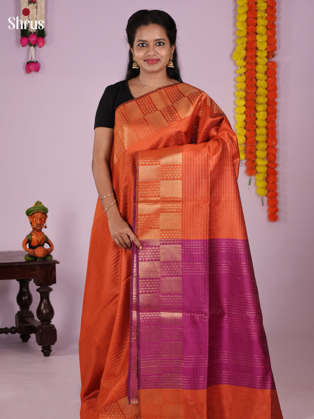 DLS11193 - Semi Rawsilk Saree - Shop on Shrus.com