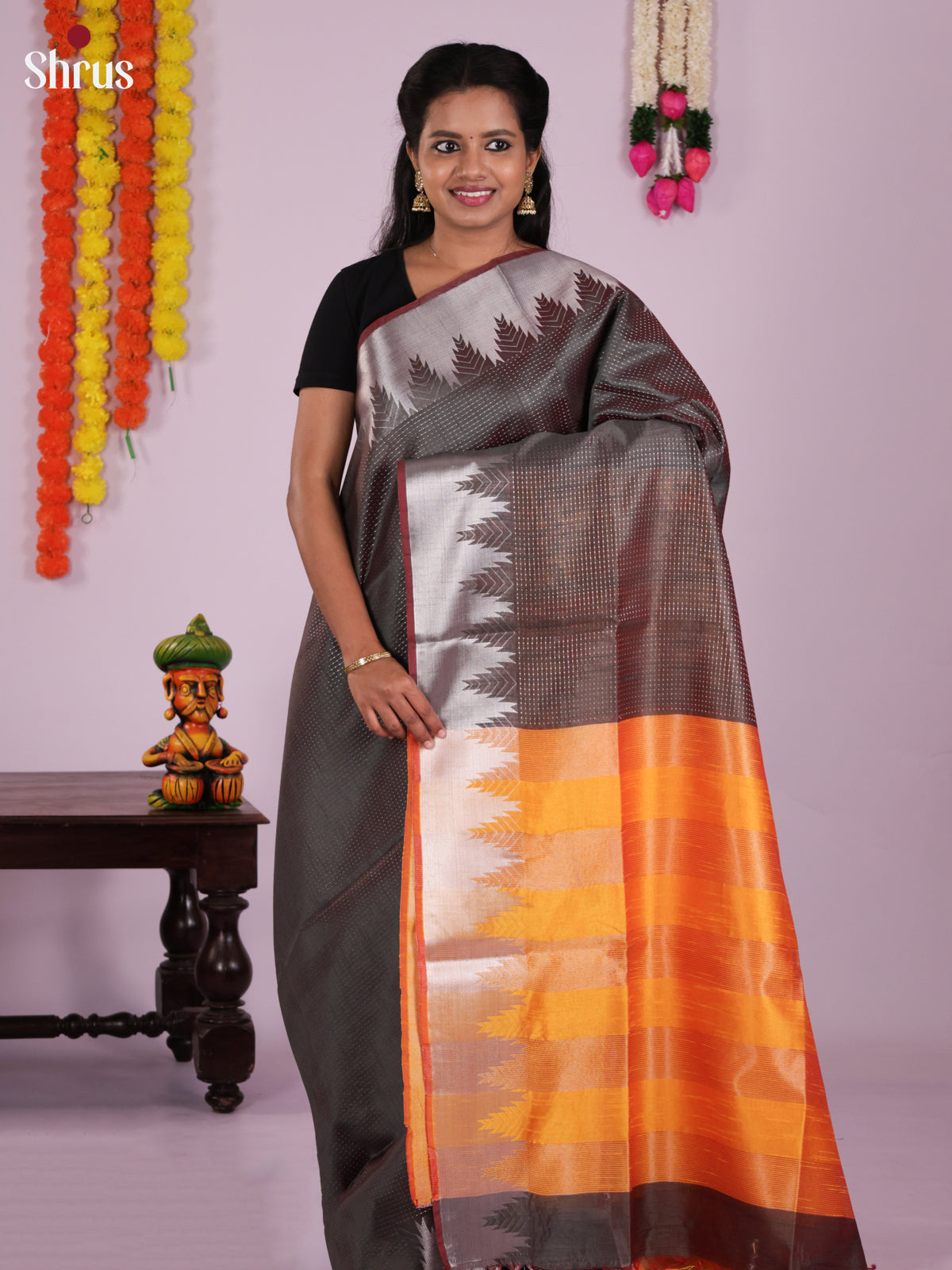 DLS11198 - Semi Rawsilk Saree - Shop on Shrus.com