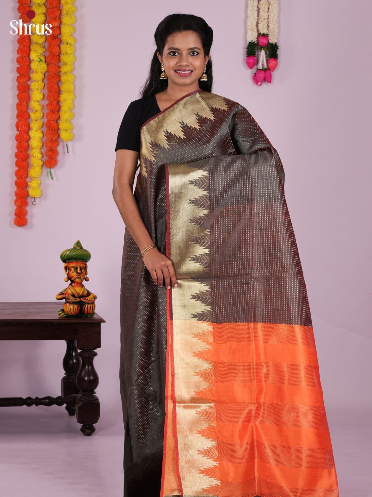 DLS11199 - Semi Rawsilk Saree - Shop on Shrus.com