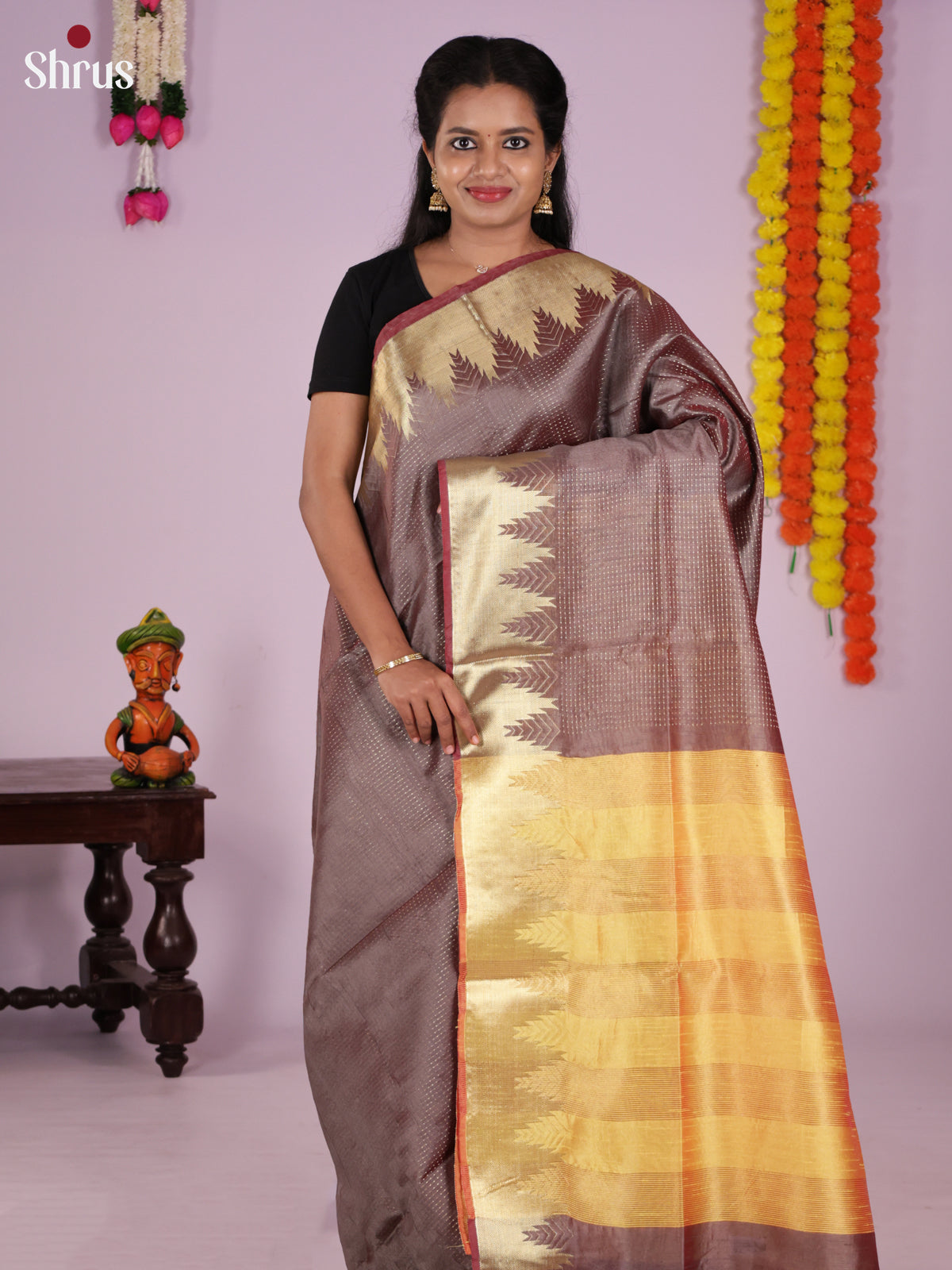 DLS11203 - Semi Rawsilk Saree - Shop on Shrus.com