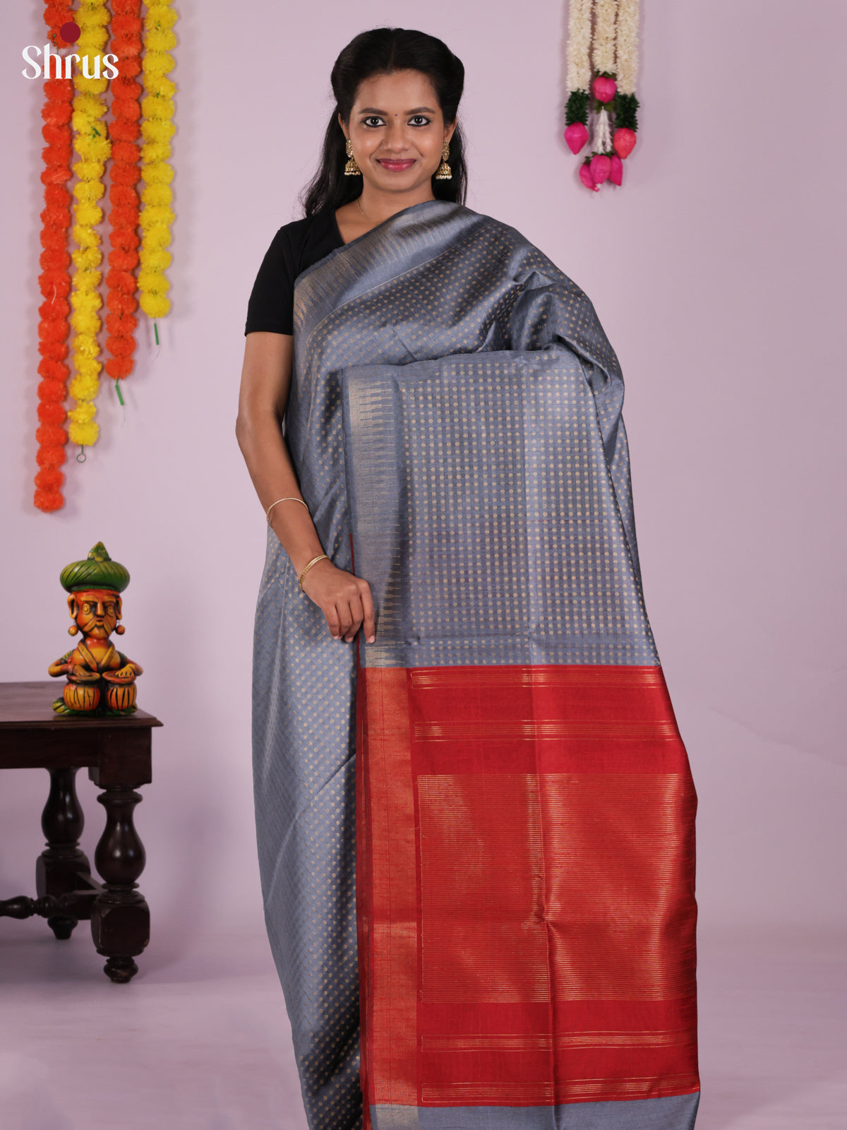 DLS11212 - Semi Rawsilk Saree - Shop on Shrus.com