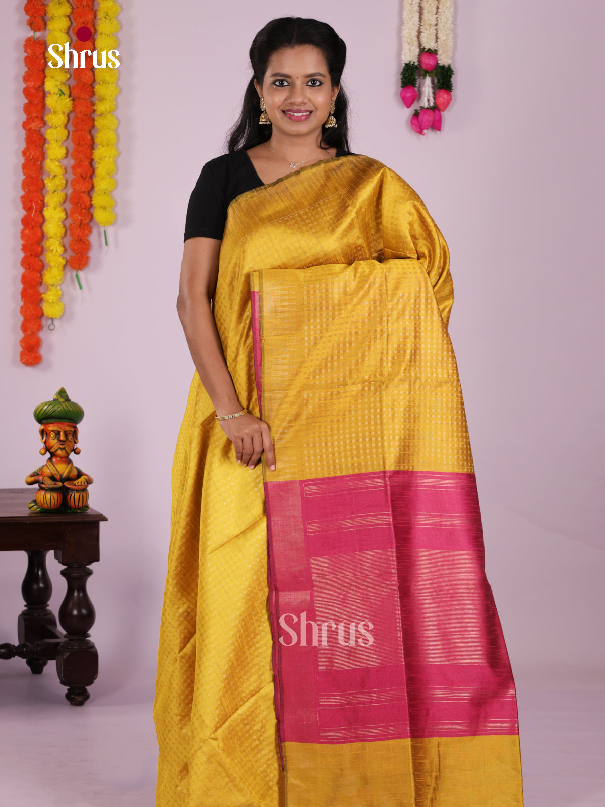 DLS11216 - Semi Rawsilk Saree - Shop on Shrus.com
