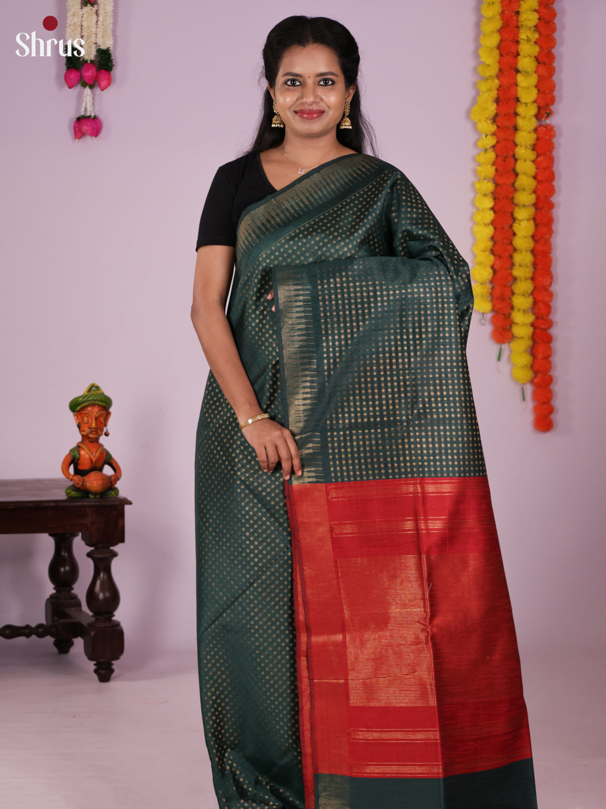 DLS11220 - Semi Rawsilk Saree - Shop on Shrus.com