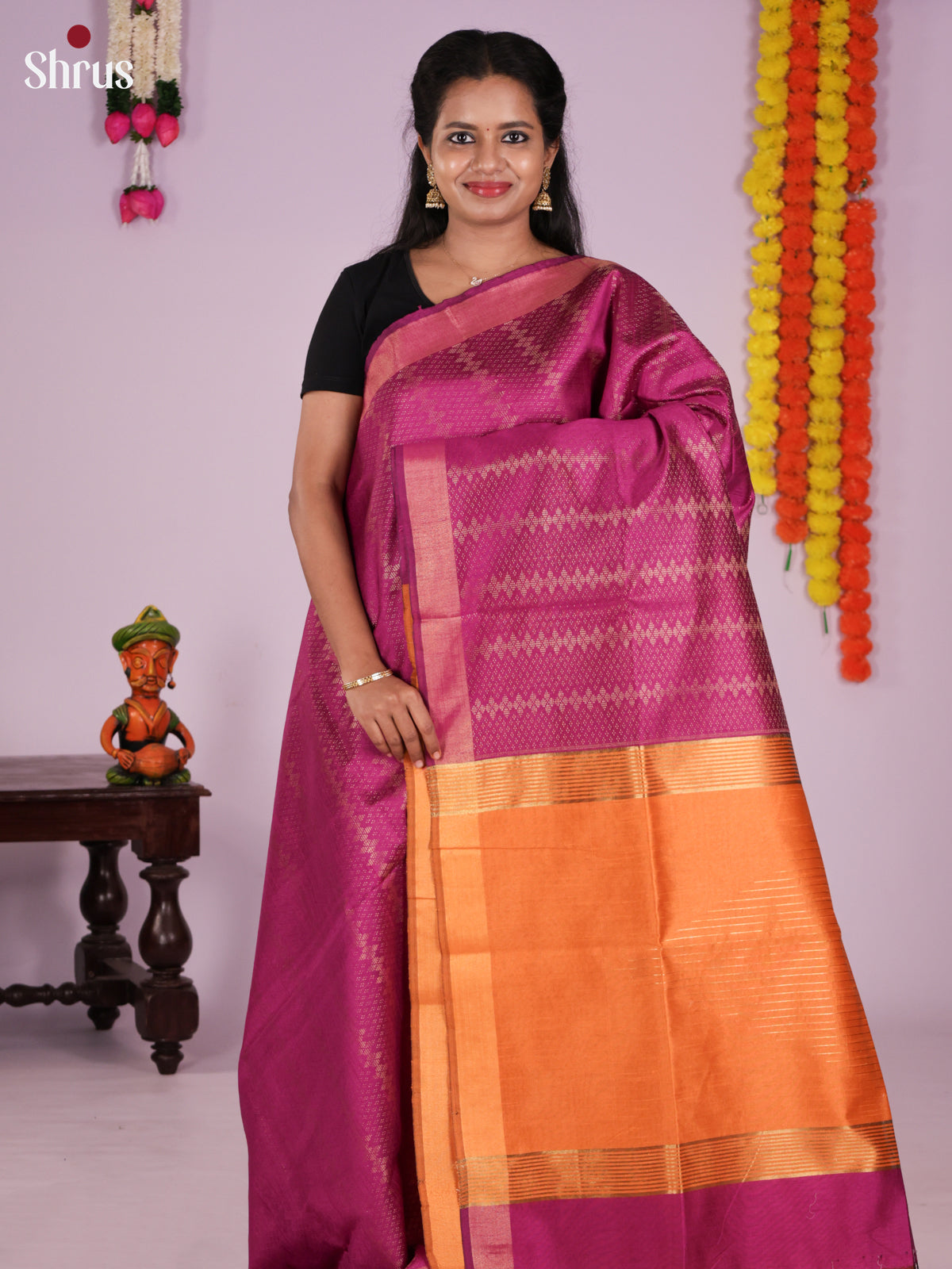 DLS11233 - Semi Rawsilk Saree - Shop on Shrus.com