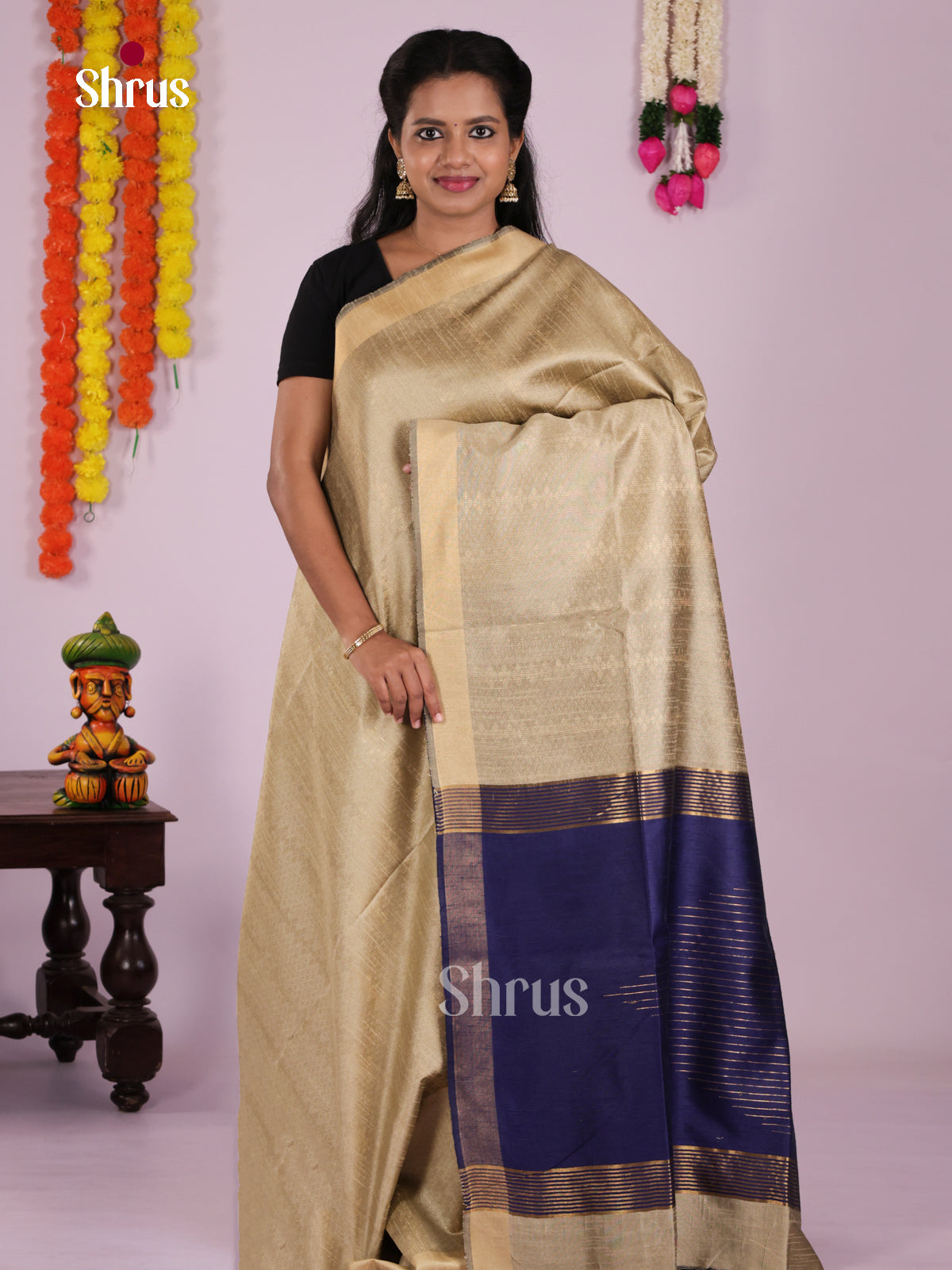 DLS11235 - Semi Rawsilk Saree - Shop on Shrus.com