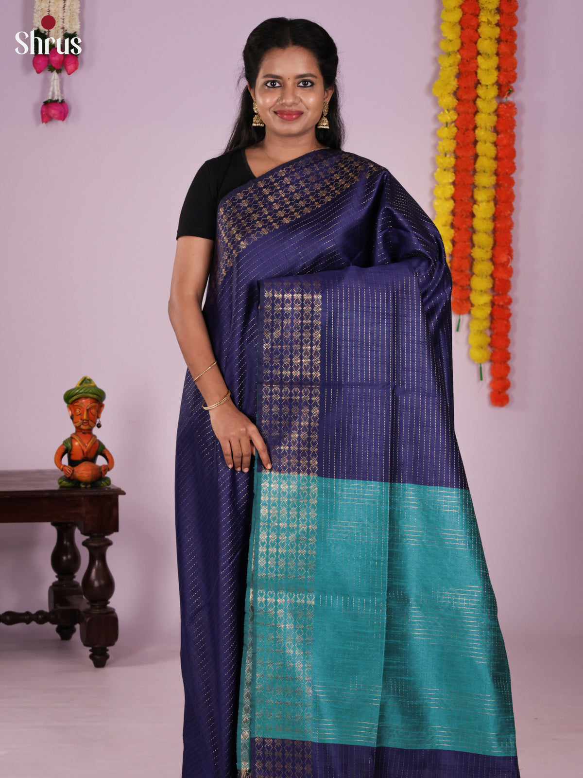 DLS11272 - Semi Rawsilk Saree - Shop on Shrus.com