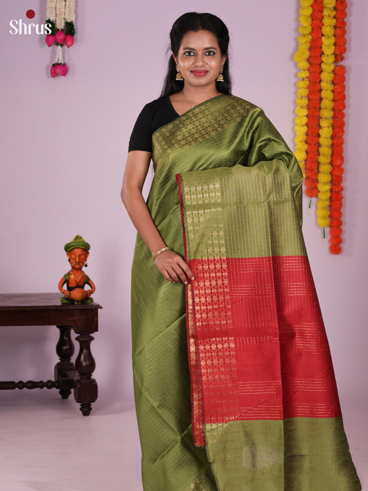DLS11274 - Semi Rawsilk Saree - Shop on Shrus.com