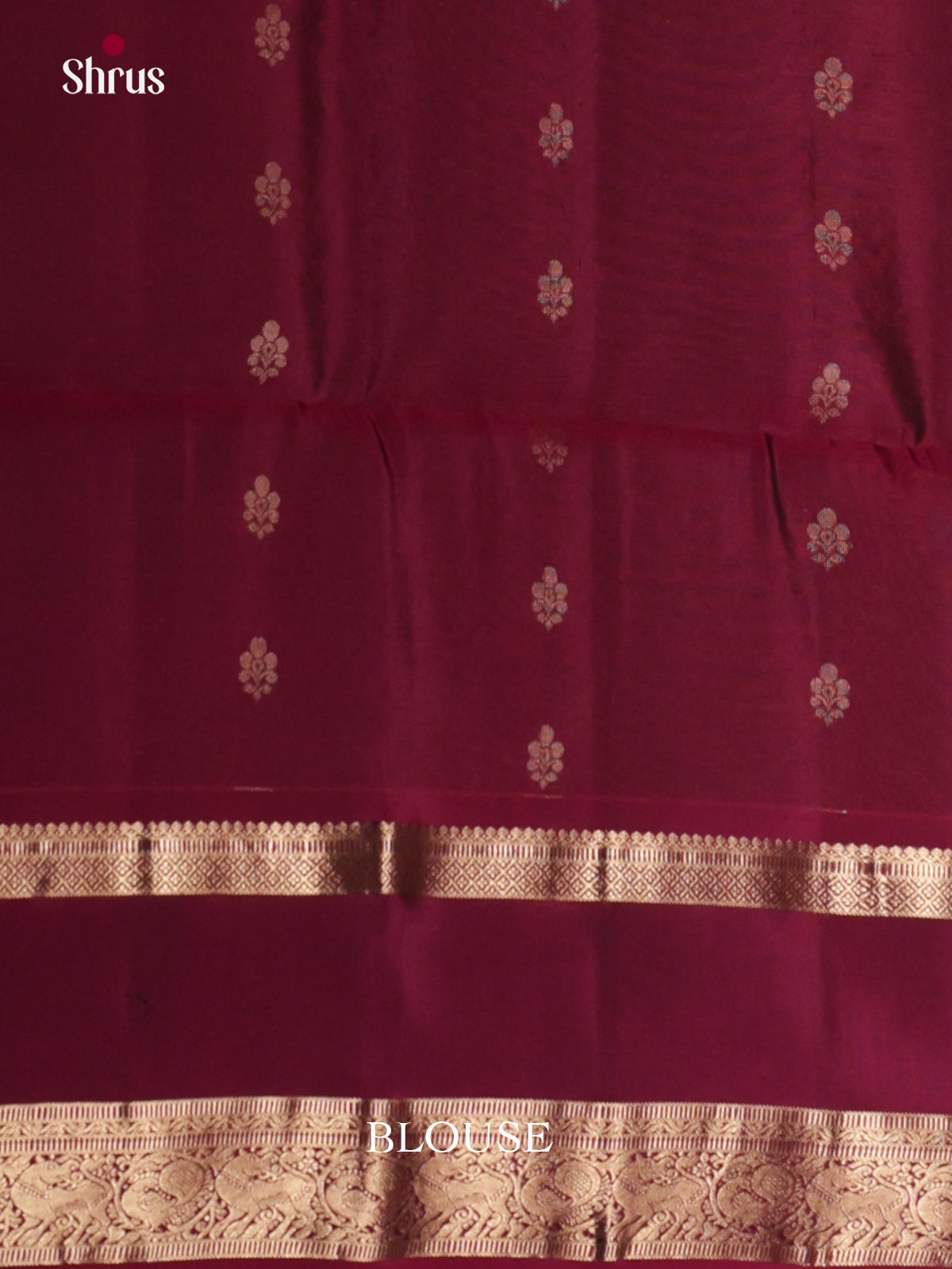 Graceful green & Maroon Soft Silk Saree with zari floral buttas & Rettaipet border - Shop on Shrus.com