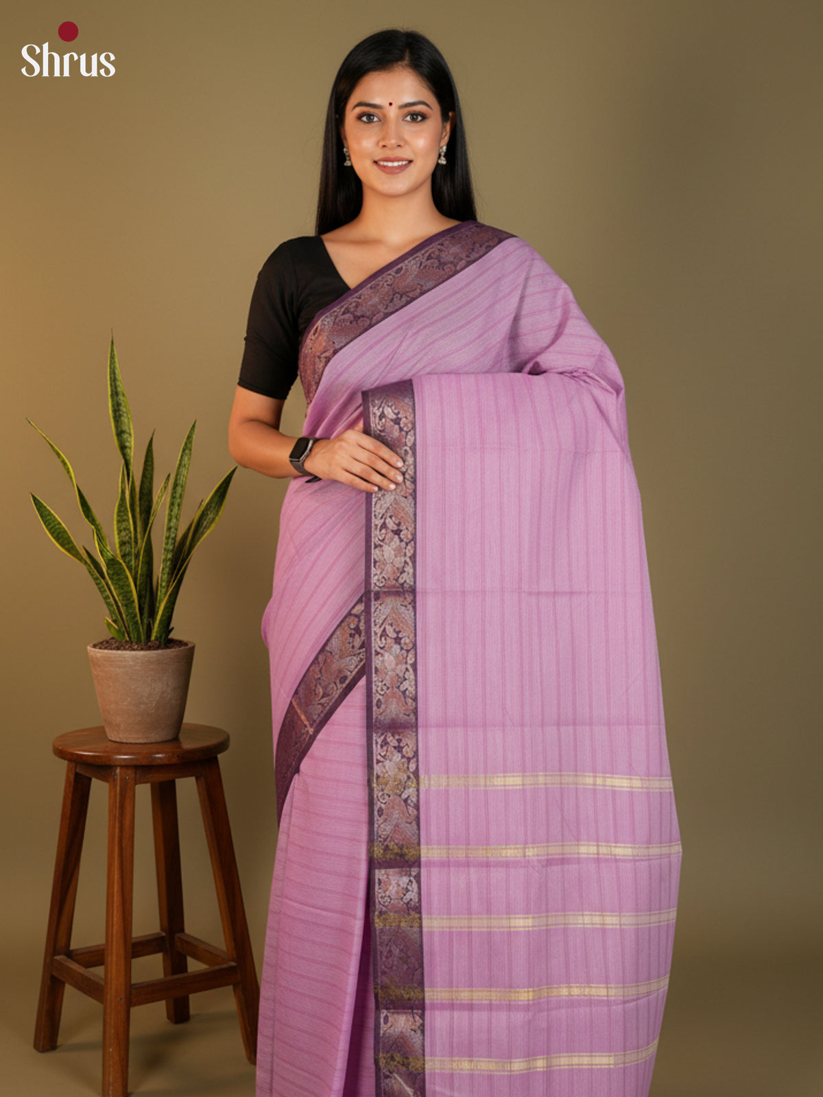 Lavender & Violet - South Cotton Saree -DLS15192