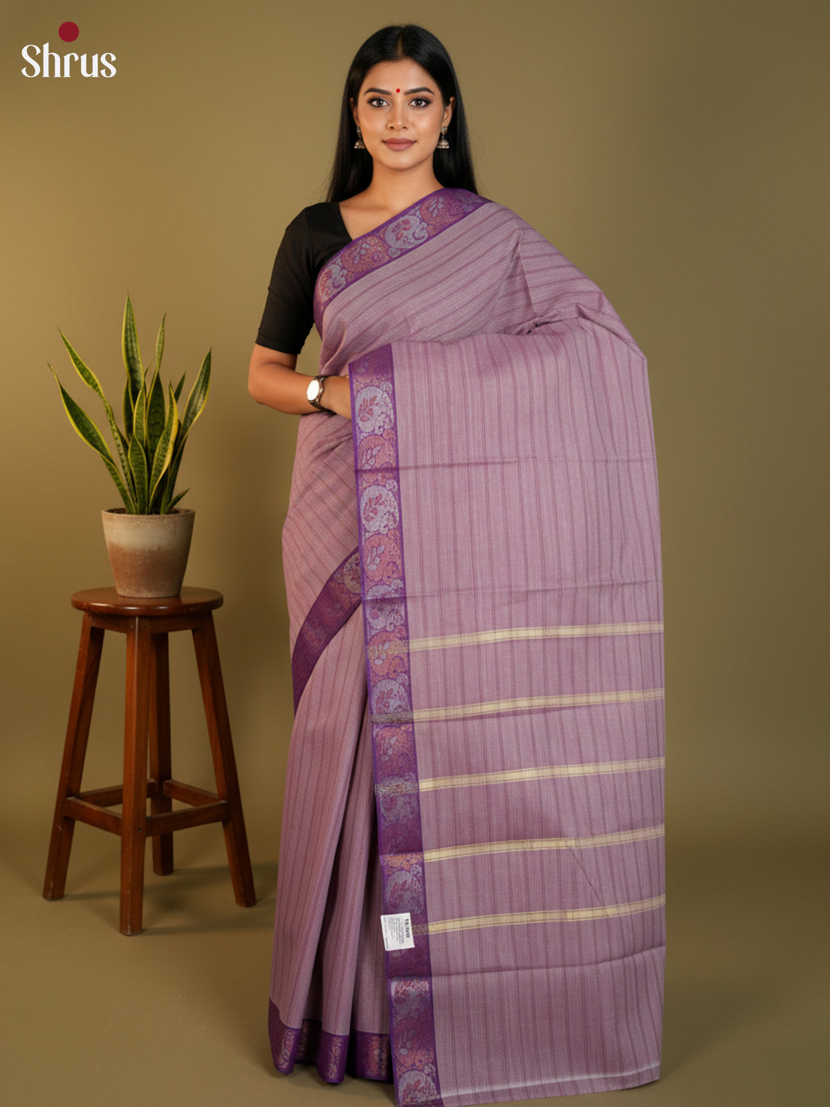 mauve & Violet - South Cotton Saree-DLS15194