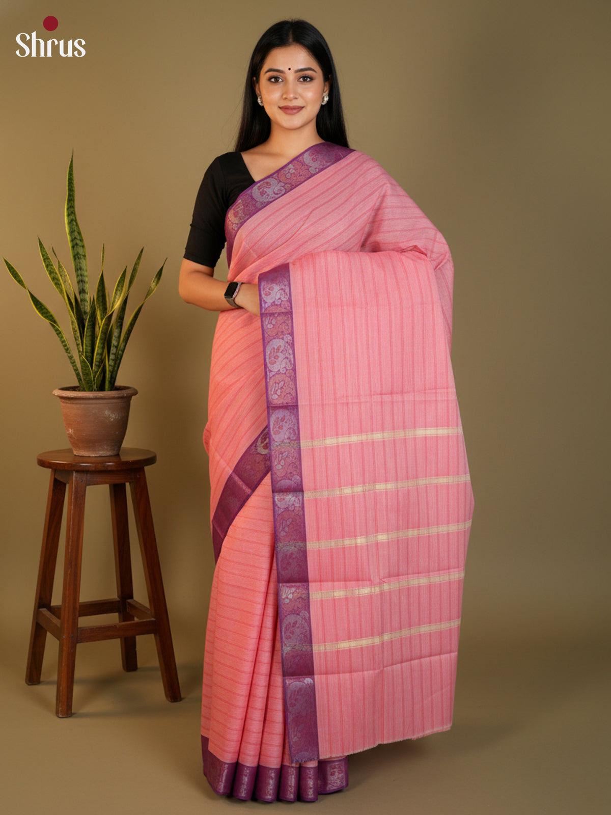 Pink & Purple - South Cotton Saree -DLS15196
